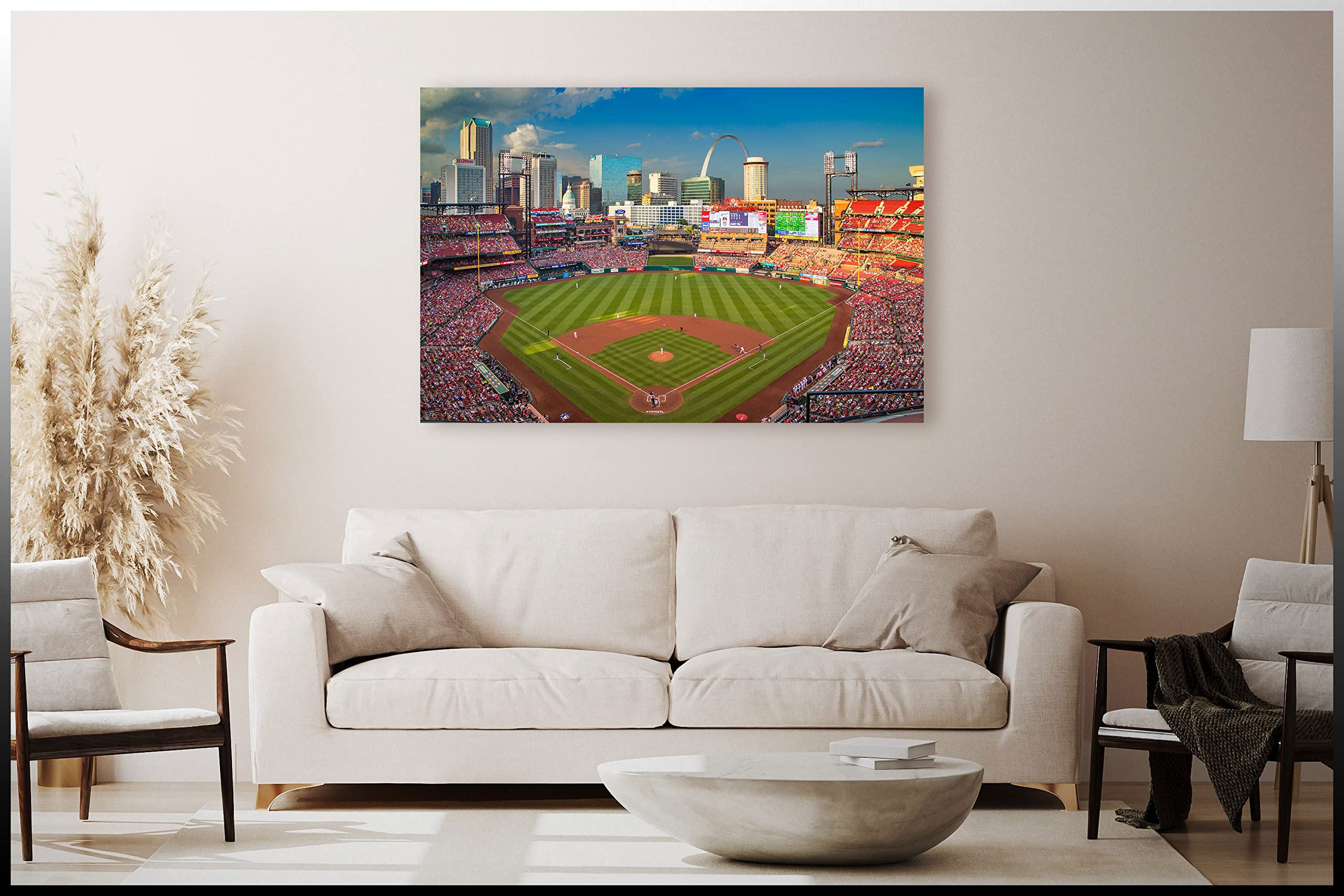 Busch Stadium Canvas Wall Art Print - Framed Ready to Hang 8x12 Inches - Modern Home Decor for Living Room, Kitchen, Office & Bedroom - Perfect Gift for Baseball Fans & Sports Enthusiasts