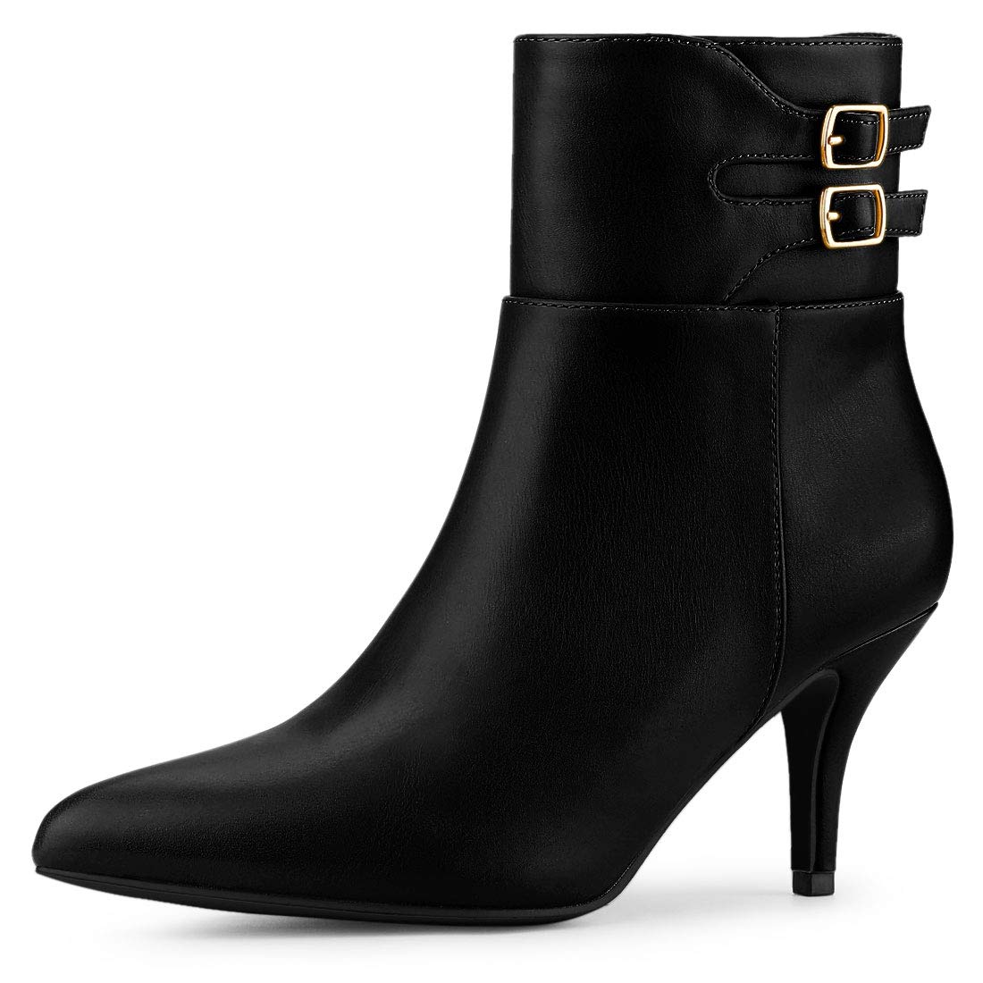 Allegra K Women's Pointed Toe Buckle Stiletto Heel Ankle Boots - Stylish High Heel Booties for Night Out, Party & Office Wear