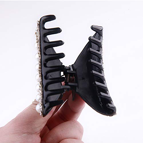 2-Pack Rhinestone Hair Claw Clips with Imitation Pearls - Non-Slip Hair Clamps for Women & Girls - Perfect for Parties, Weddings & Everyday Hairstyles