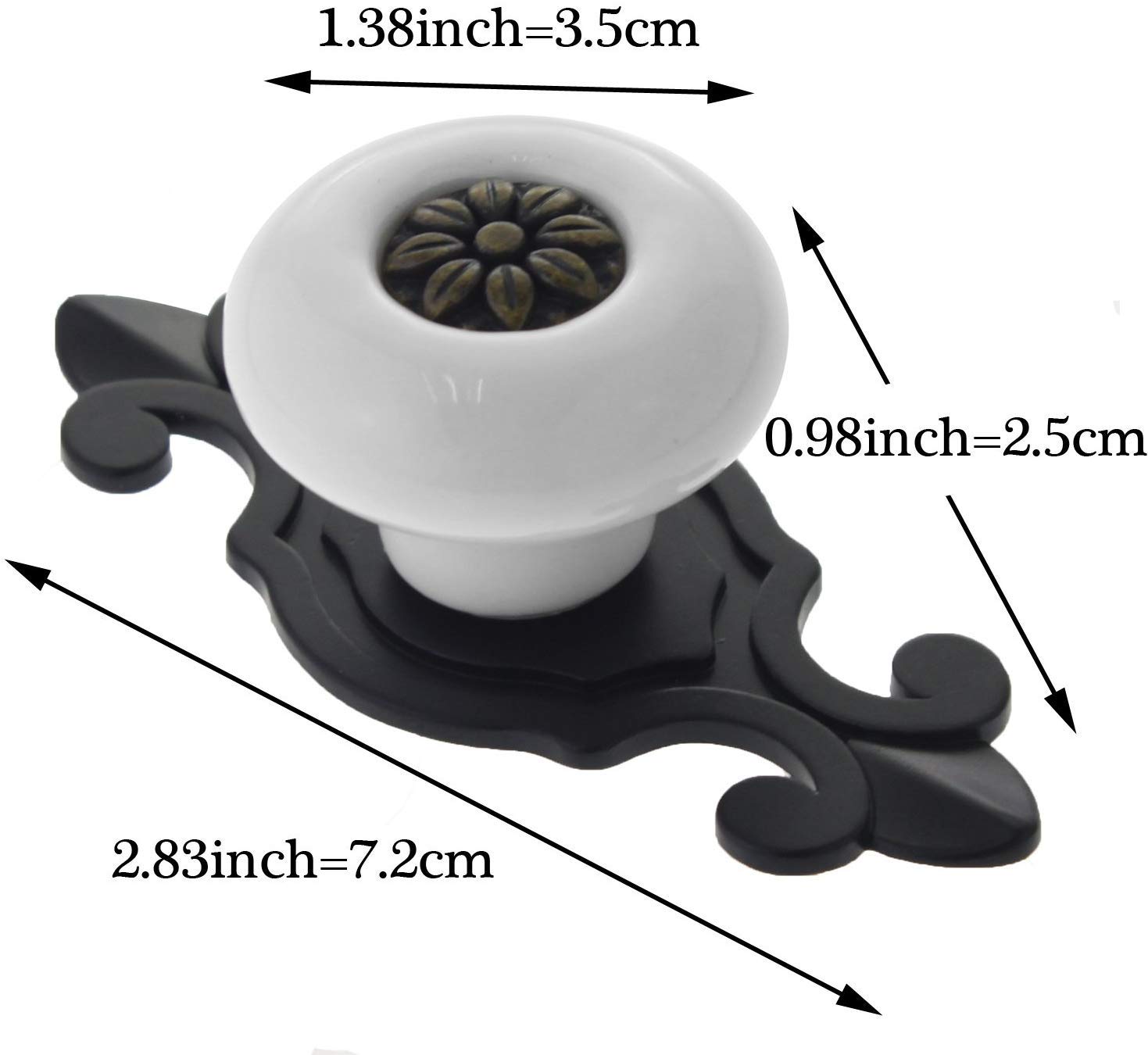 5-Piece Ceramic Cabinet Knobs with Screws - 32mm Drawer Pulls Handles for Kitchen, Cupboard, Dresser, Bookcase & Wardrobe - Durable Black & White Knob Set for Home & Office Furniture Upgrade