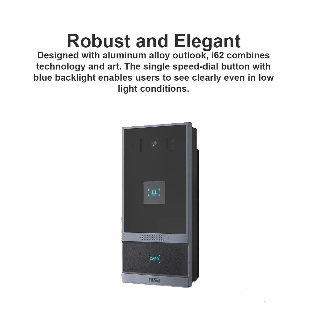 Fanvil i62 PoE Video Door Phone with 2MP HD Camera, Night Vision & Waterproof - Smart Home Security System for Houses, Apartments & Offices