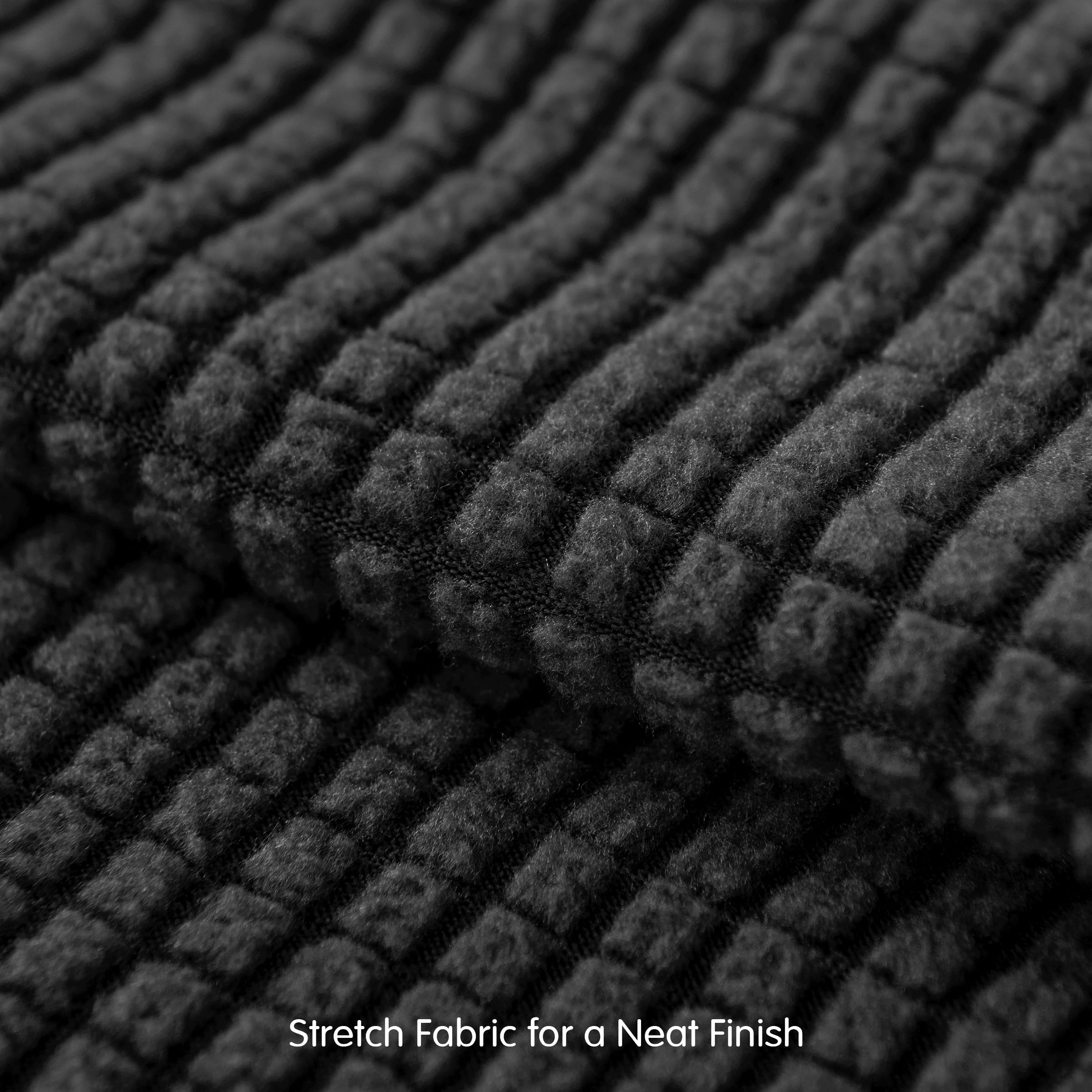 SUBRTEX Stretch Cushion Covers - 3 Pack Black Spandex Elastic Slipcovers for Couch, Sofa, Loveseat, RV & Chair Seats - Soft Furniture Protector for Home, Office & Travel Use