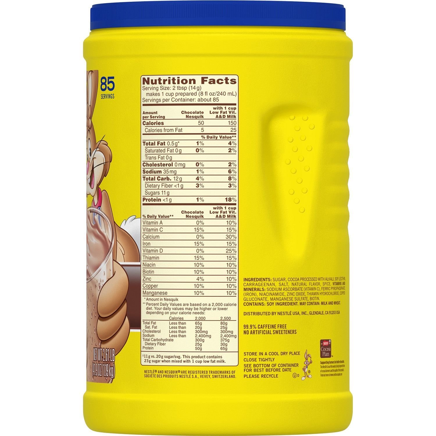 Nestle Nesquick Chocolate Flavored Powder 2.81 lb (1.27 kg) - Delicious Chocolate Drink Mix for Kids & Adults - Perfect for Breakfast, Baking & Smoothies