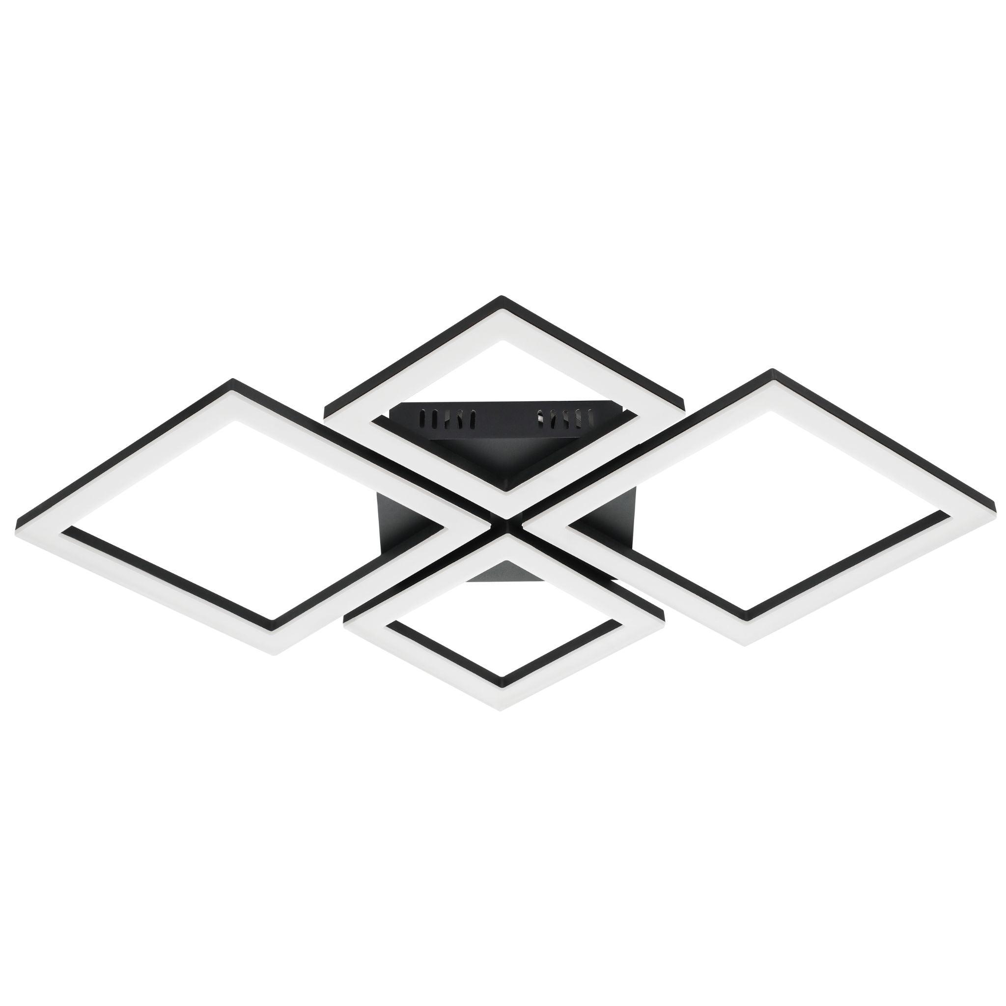 Eglo Connect Paranday Z Smart LED Flush Mount Ceiling Light - 4 Square Design in Black & White | Modern Lighting for Living Room, Bedroom & Kitchen