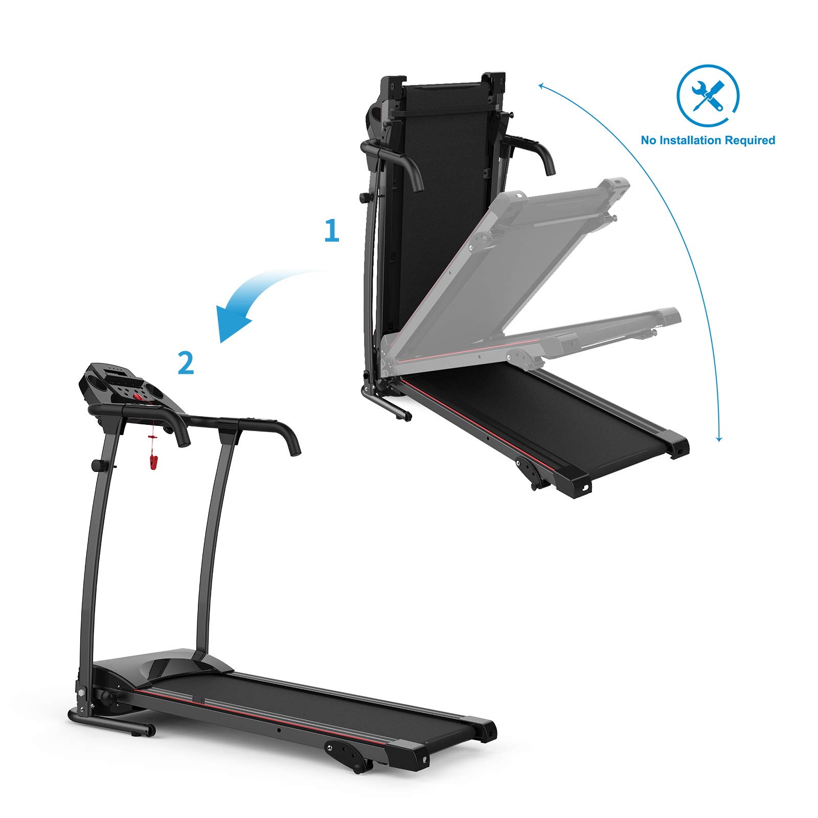 Foldable Electric Treadmill with 3-Level Manual Incline - Compact Home & Office Running Machine for Cardio Workouts | Perfect for Small Spaces, Apartment Fitness & Gym Training