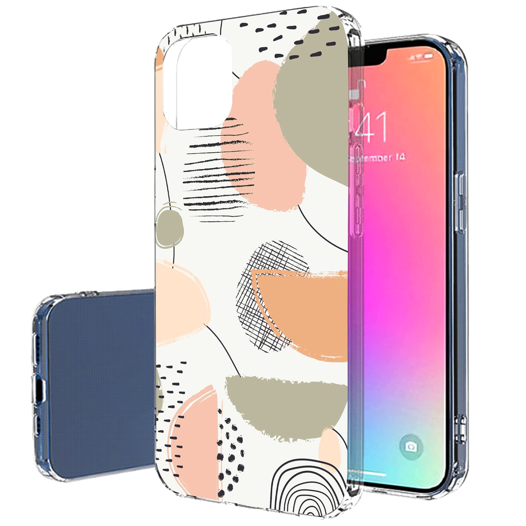 Slim Thin Gel TPU Case for Apple iPhone 13 Pro Max - Lightweight Flexible Soft Cover with Abstract Modern Print | Anti-Scratch Protection | Made in USA | Perfect for Everyday Use, Travel & Work