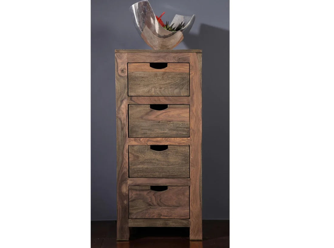 Gfine Solid Sheesham Wood 4-Drawer Chest 40x45x100cm - Perfect for Bedroom Storage, Living Room Organization & Home Office Furniture