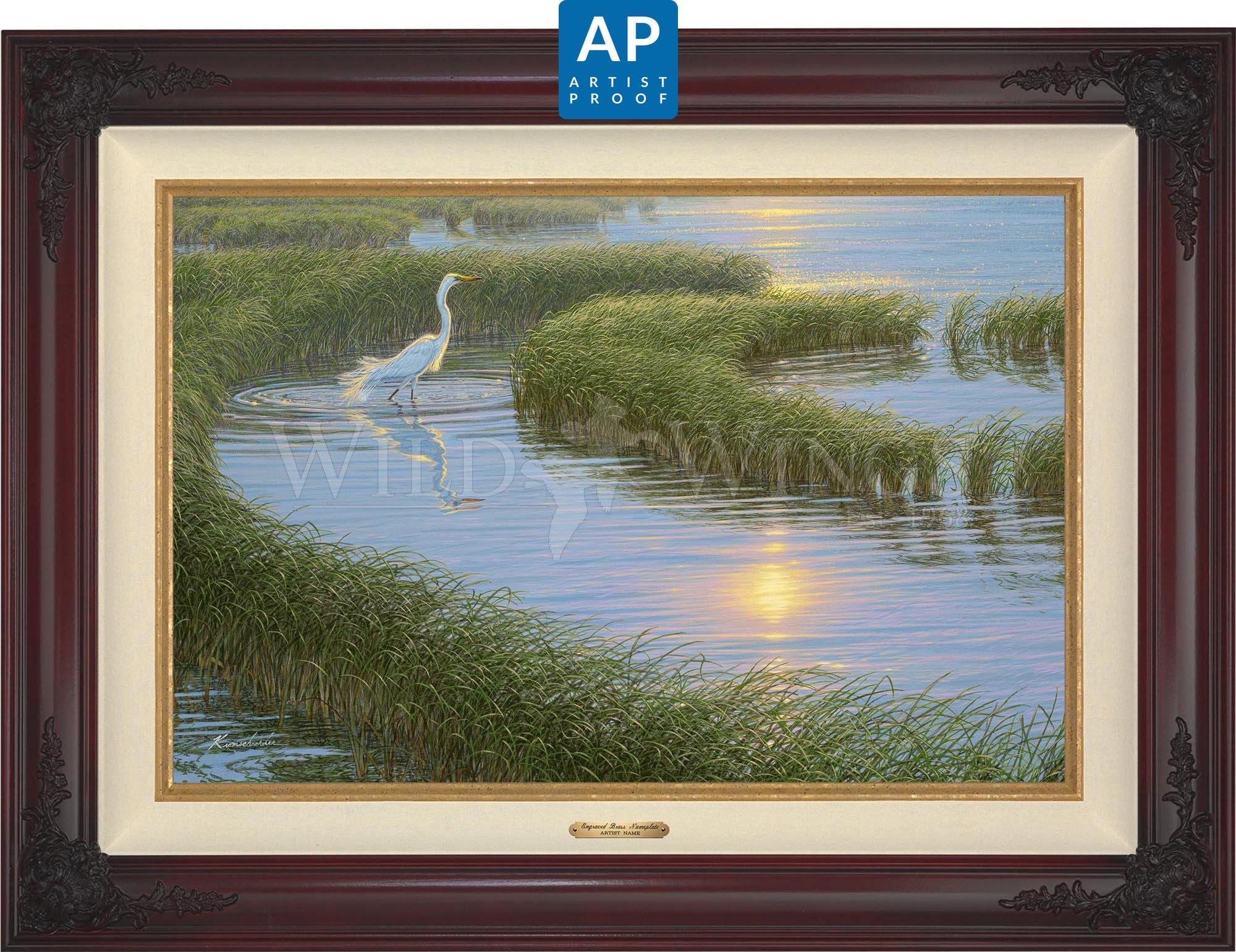 Evening Solitude - White Egret Artist Proof Edition (AP) | Limited Edition Art Print | Perfect for Home Decor, Office Wall Art & Gift Giving