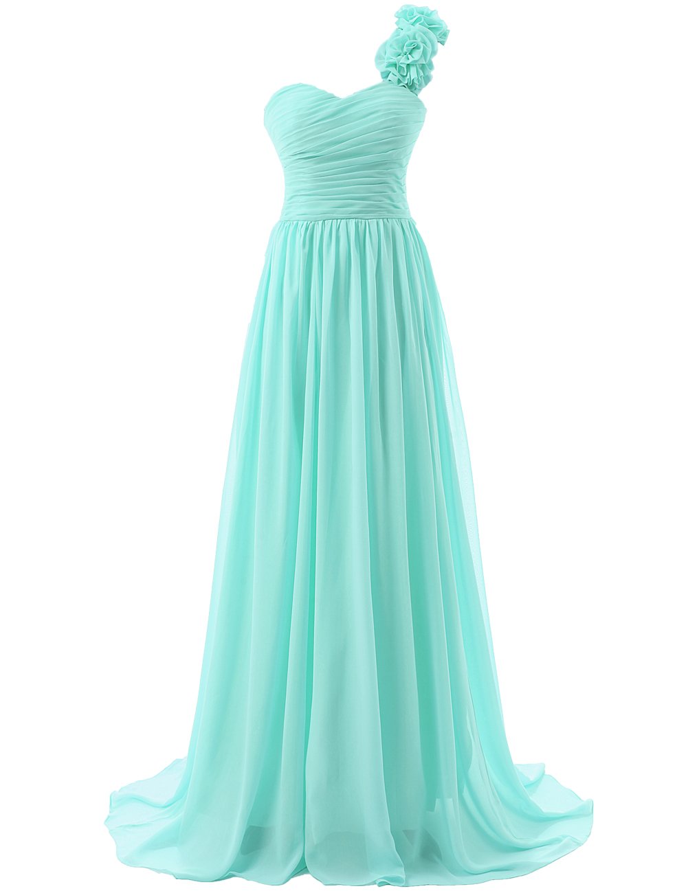 JAEDEN Elegant One Shoulder Bridesmaid Dress - Long Chiffon Prom Gown with Pleated Detail for Weddings, Parties & Special Occasions