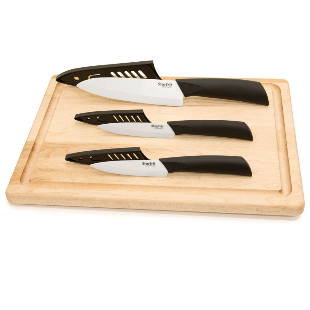 Premium STARFRIT 092854 Ceramic Knife Set - 3-Piece Kitchen Knives with Ultra Sharp Blades for Slicing, Dicing & Peeling - Perfect for Fruits, Vegetables & Boneless Meats - Dishwasher Safe & Rust-Free