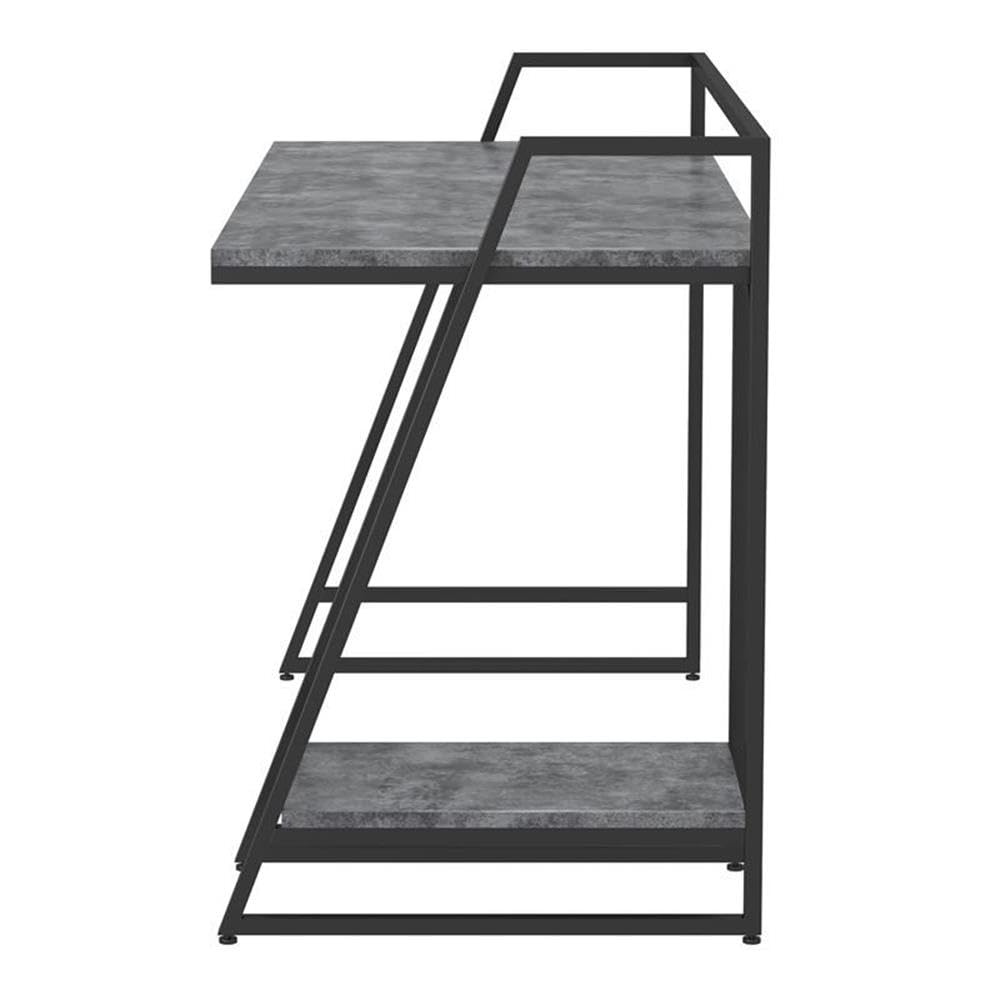 Furniture of America Sanue Modern Metal Writing Desk with USB Ports - Light Gray Home Office Desk for Small Spaces & Workspaces