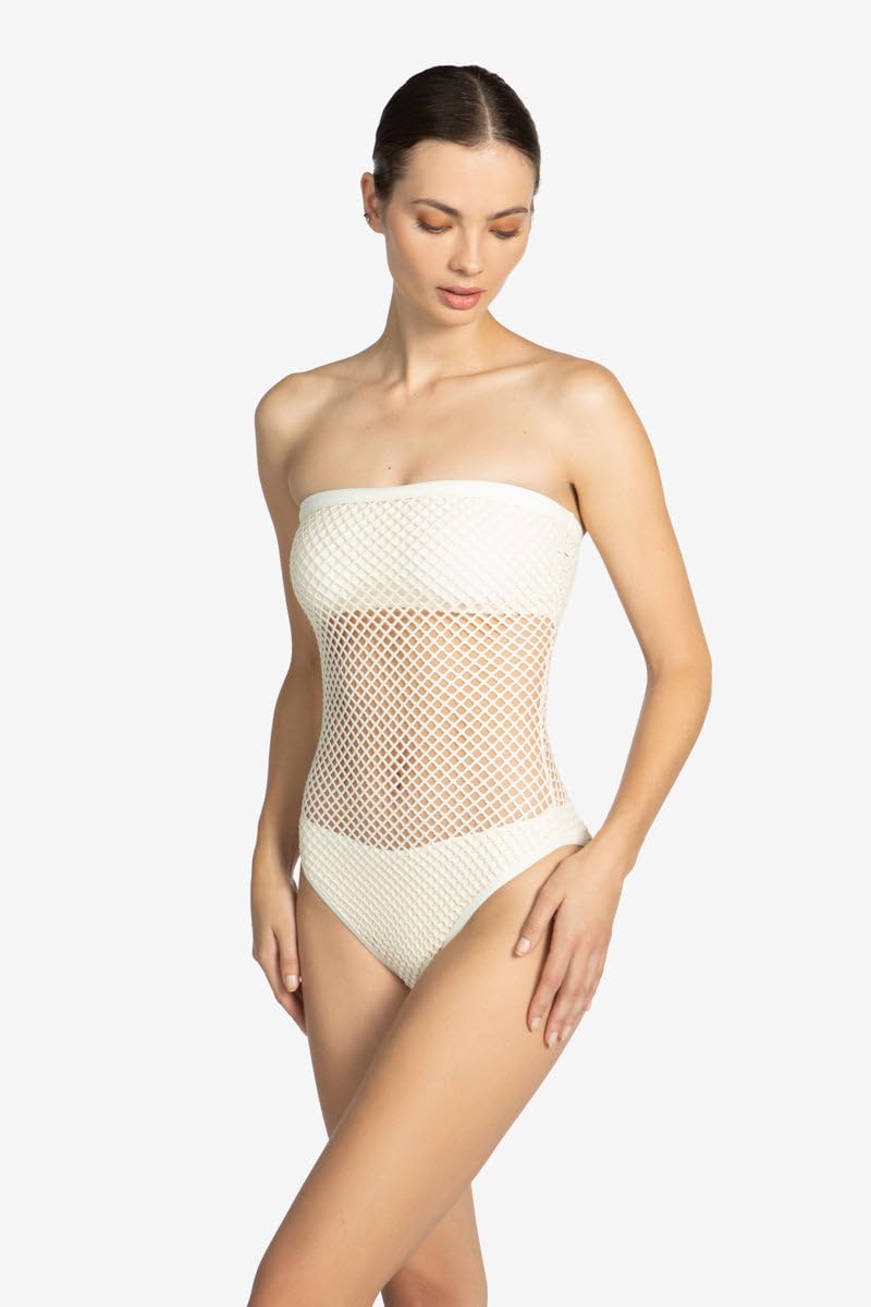 Robin Piccone Women's Pua Bandeau One Piece Swimsuit - Sexy High Cut Monokini Bathing Suit for Beach, Pool & Vacation | Tummy Control & Adjustable Straps
