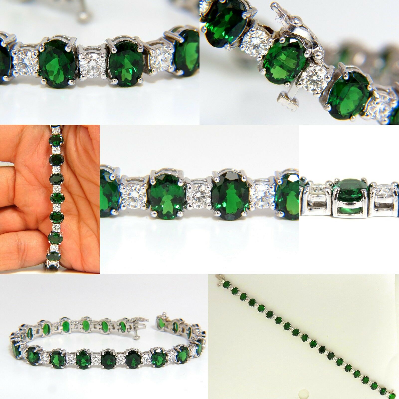 20.68CT Natural Tsavorite Diamond Tennis Bracelet in 14KT Gold - Vivid Green Gemstone Jewelry for Women, Perfect for Weddings, Parties & Special Occasions
