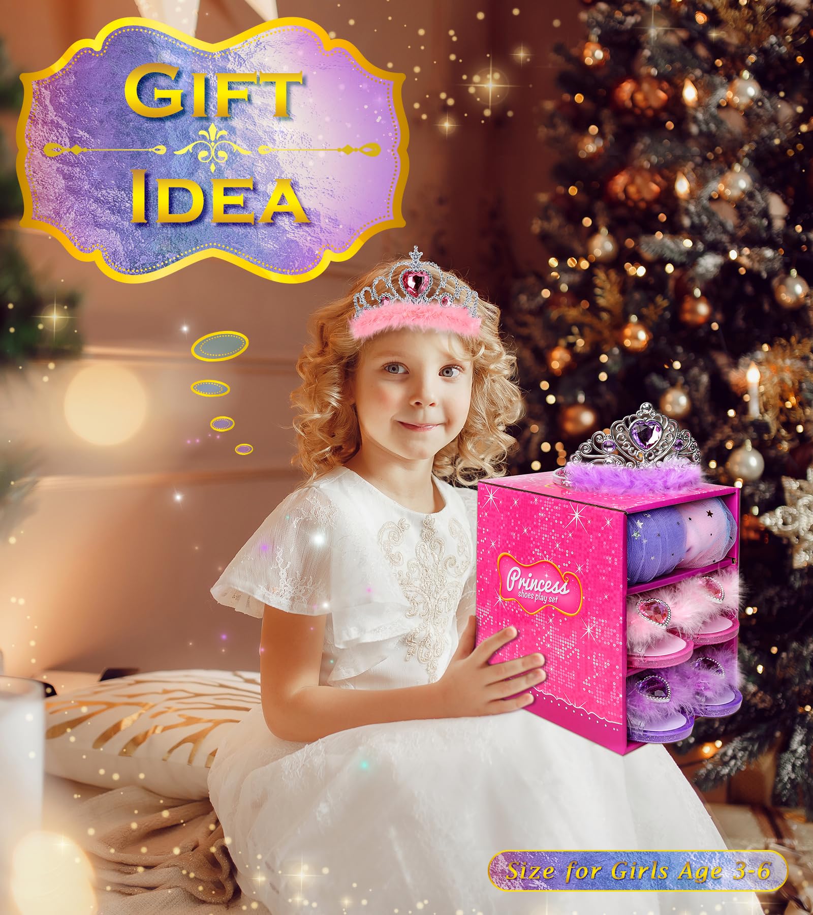 Princess Dress Up Costume Set for Girls Ages 3-6 - Fairy Tale Pretend Play Outfit for Toddlers & Little Girls | Perfect for Birthday Parties, Halloween, Dress-Up Play & Role Playing Games
