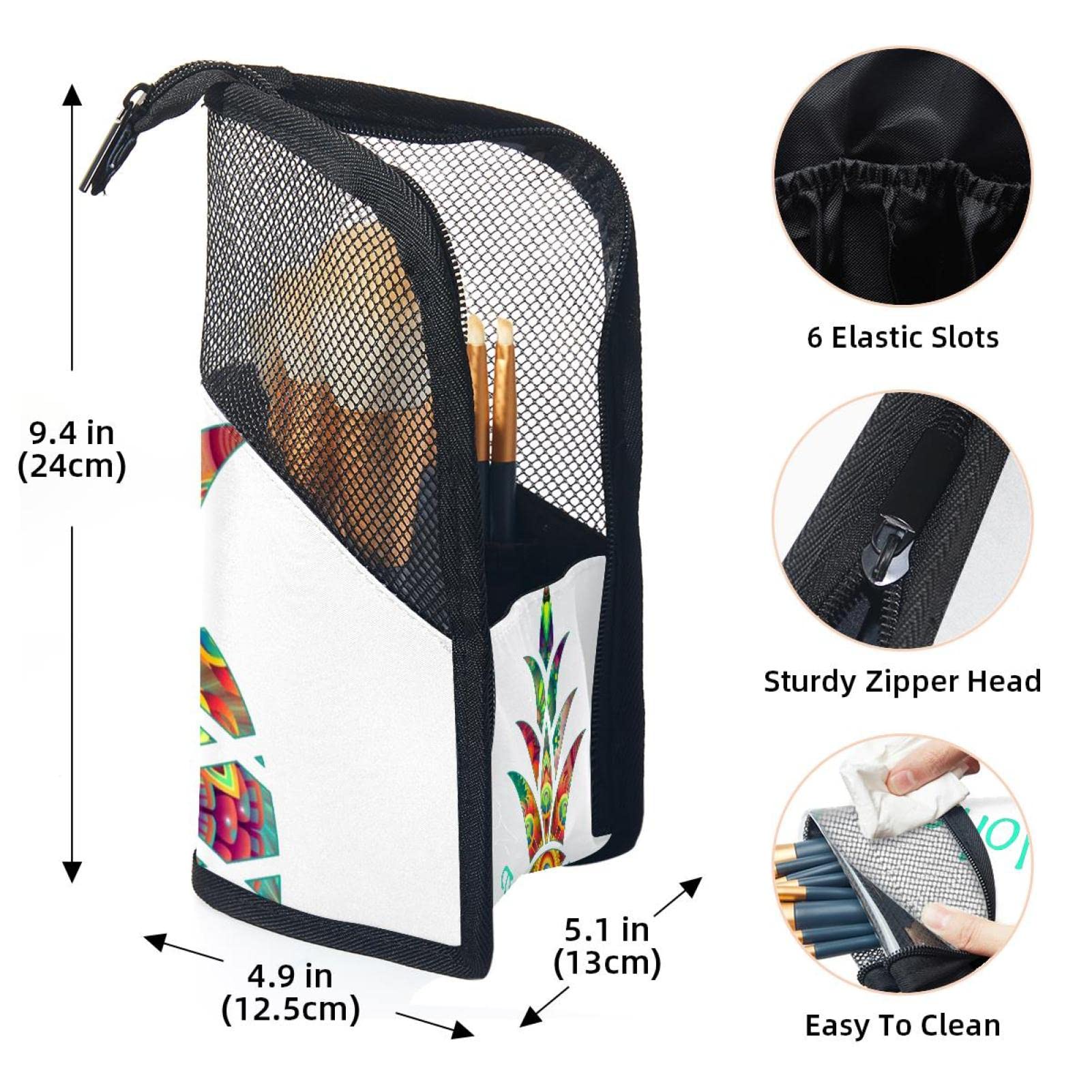 12-Piece Makeup Brush Set with Abstract Pineapple Design Organizer Bag - Portable Cosmetic Brush Holder Case for Travel & Home Storage | Perfect for Makeup Artists & Beauty Enthusiasts