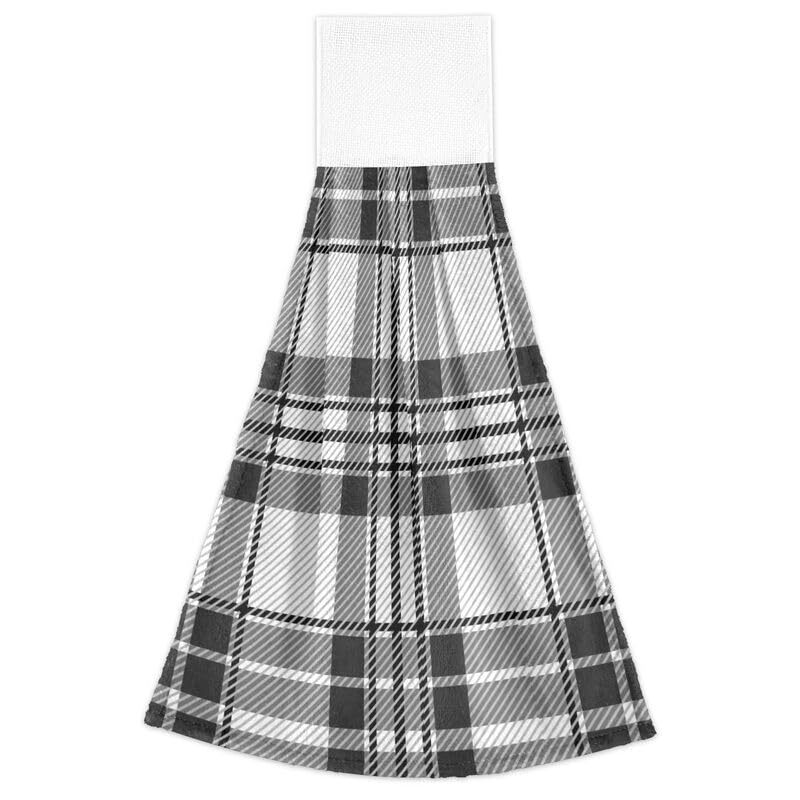 Modern Plaid Checkered Kitchen Towels Set of 2 - Absorbent Dish Cloths with Hanging Loops for Oven, Stove & Bathroom - Christmas Holiday Home Decor Hand Towels & Washcloths for Kitchen, Dining & Gifting