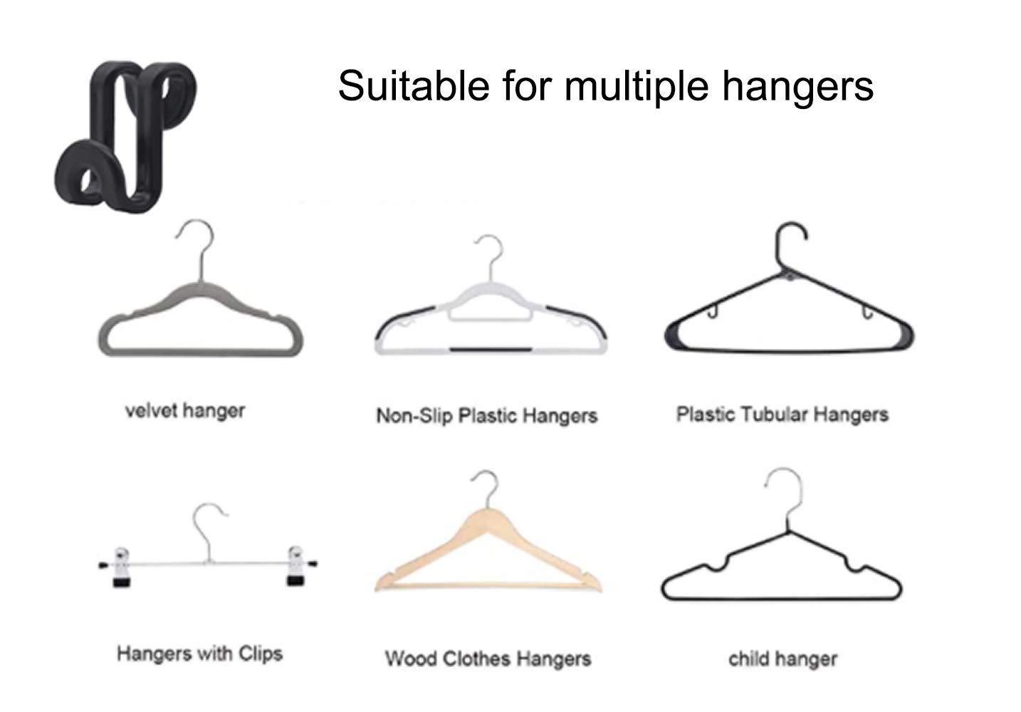 60 Pcs Heavy Duty Clothes Hanger Connector Hooks - Space Saving Closet Organizer for Velvet Huggable Hangers & Wooden Hangers (Black) - Perfect for Wardrobe, Laundry Room & Closet Storage Solutions