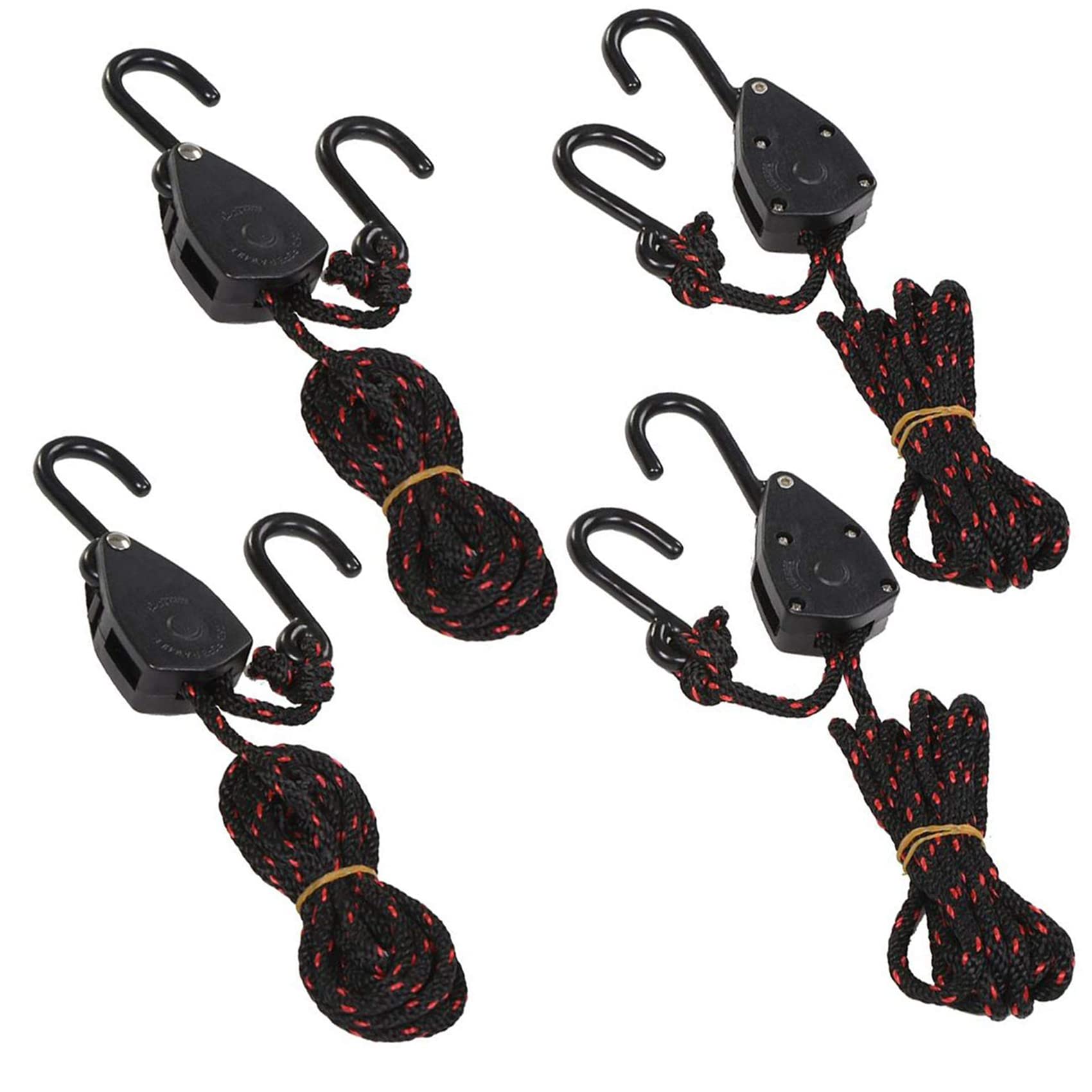 4PCS 1/8in 8ft Heavy Duty Adjustable Ratchet Tie Down Straps for Kayak, Canoe, Boat - Secure Bow & Stern Rope Hangers for Water Sports & Outdoor Adventures