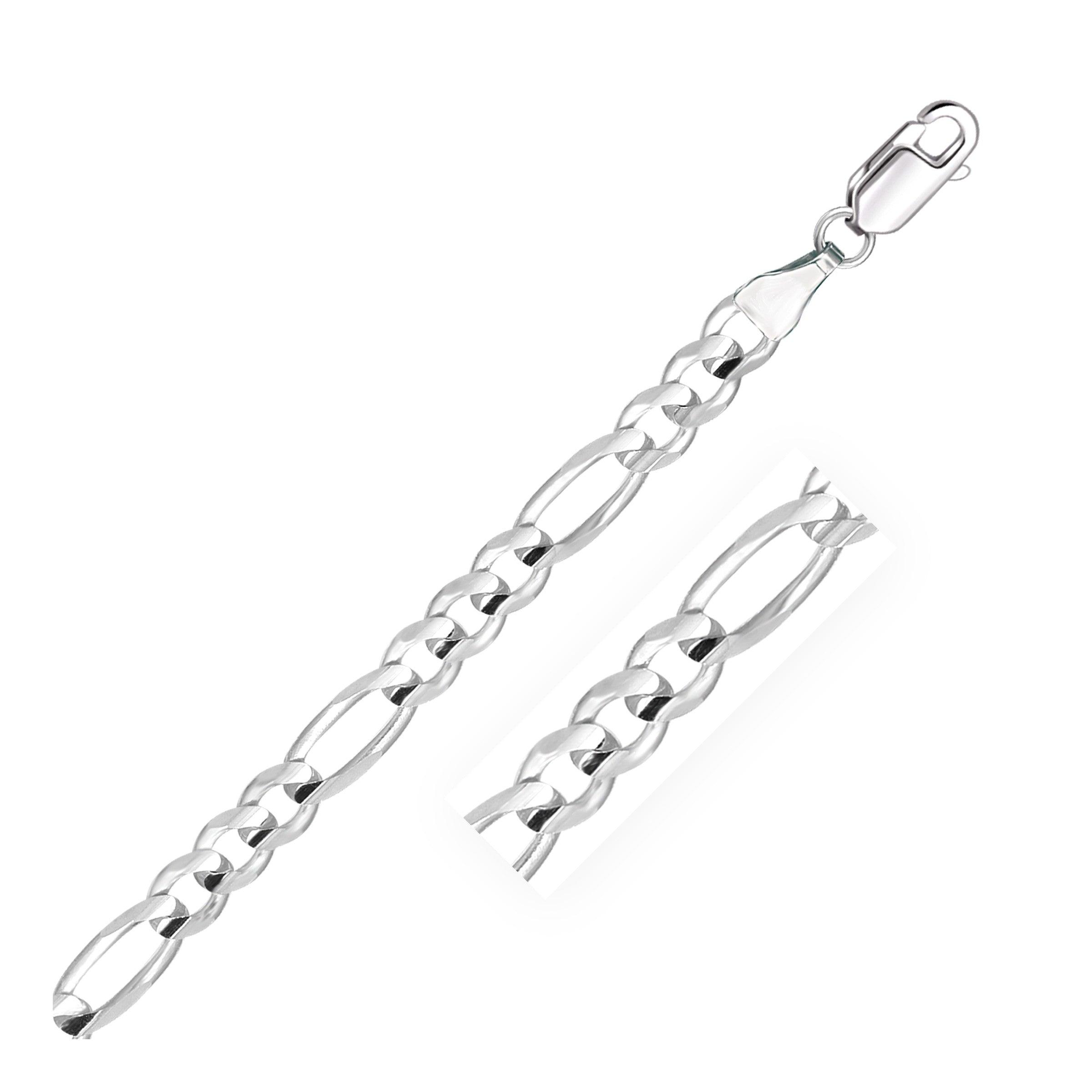 6.0mm 14k White Gold Solid Figaro Chain for Men - Durable Luxury Necklace for Everyday Wear, Gifts & Special Occasions