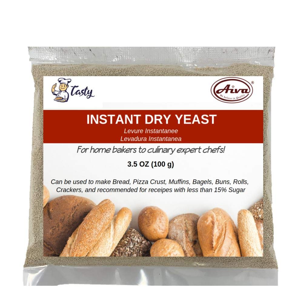 AIVA Instant Dry Yeast 3.5oz (100g) - Fast Acting Bread Yeast for Baking Cakes, Bread, Pizza & Sweet Dough | Non-GMO, Vegan Friendly | Perfect for Homemade Baking, Bread Machines & Quick Recipes (1 Pack)