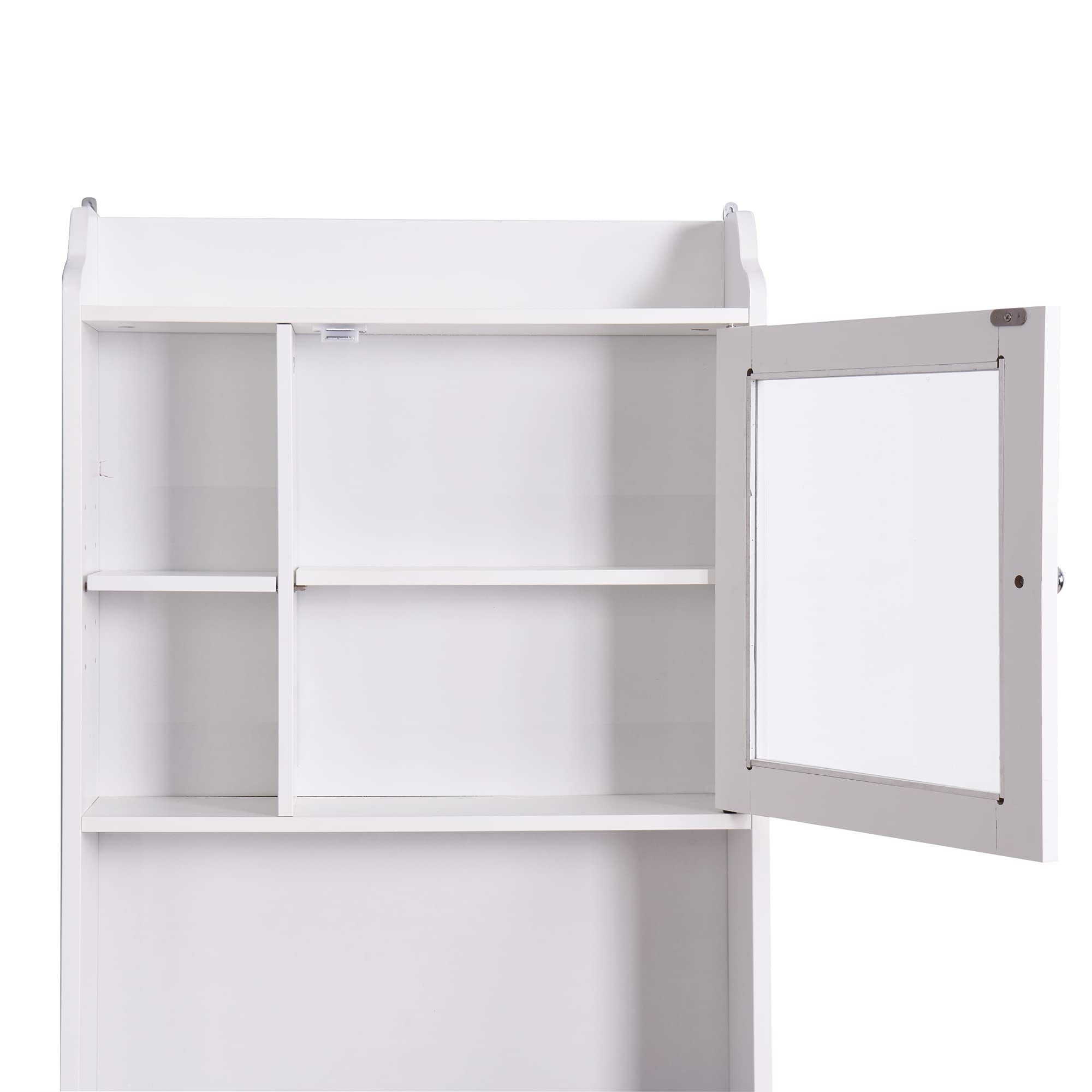 Over The Toilet Cabinet - Adjustable Shelf Bathroom Storage for Small Spaces - White
