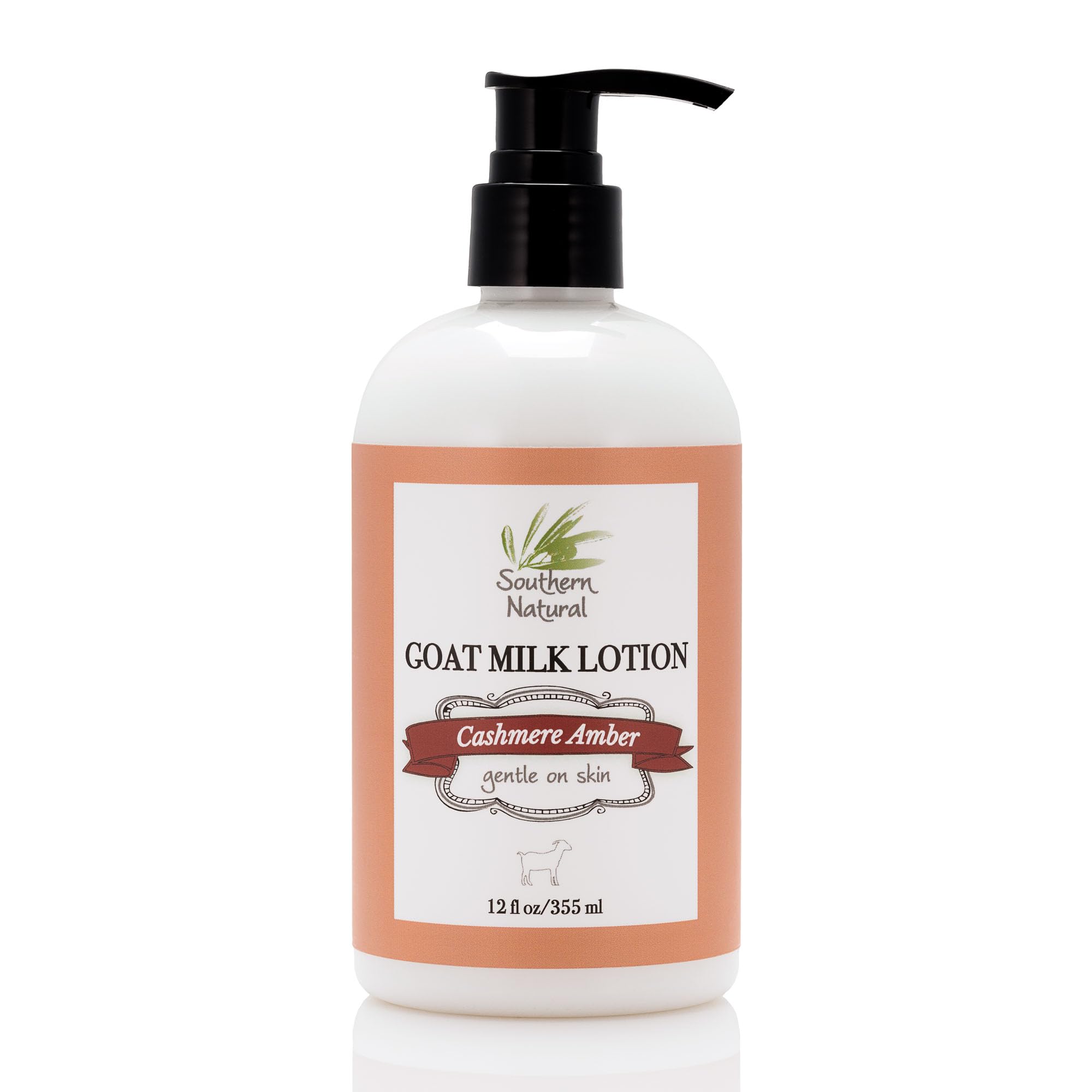 Southern Natural Goat Milk Lotion - Hydrating Moisturizer for Dry & Sensitive Skin | Nourishing Face, Body & Hand Cream with Cashmere Amber Scent | Gentle Skincare for Soft & Smooth Feel - 12oz | Perfect for Daily Hydration, Winter Care & Sensitive Skin Relief