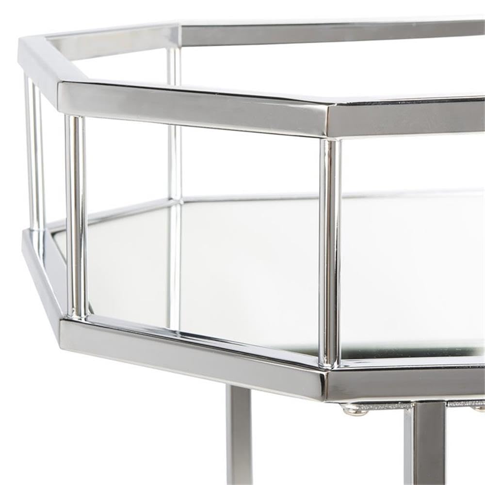 Safavieh Silva Bar Cart - Silver & Mirror Finish - Elegant Rolling Drink Cart for Home Bar, Living Room, or Kitchen - Perfect for Cocktail Parties & Entertaining