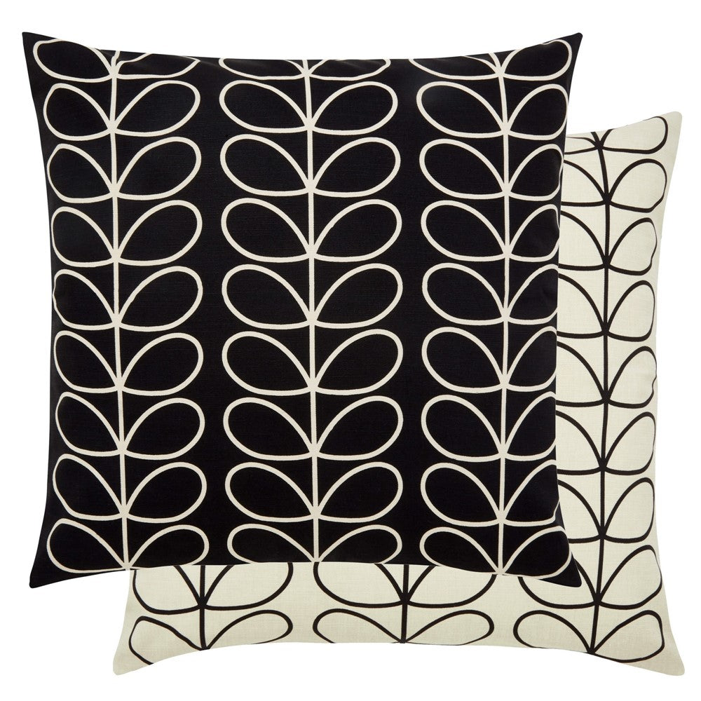Orla Kiely Small Linear Stem Cushion - Monochrome Pattern Throw Pillow Cover for Sofa, Bed & Home Decor | Modern Geometric Design Living Room Accent