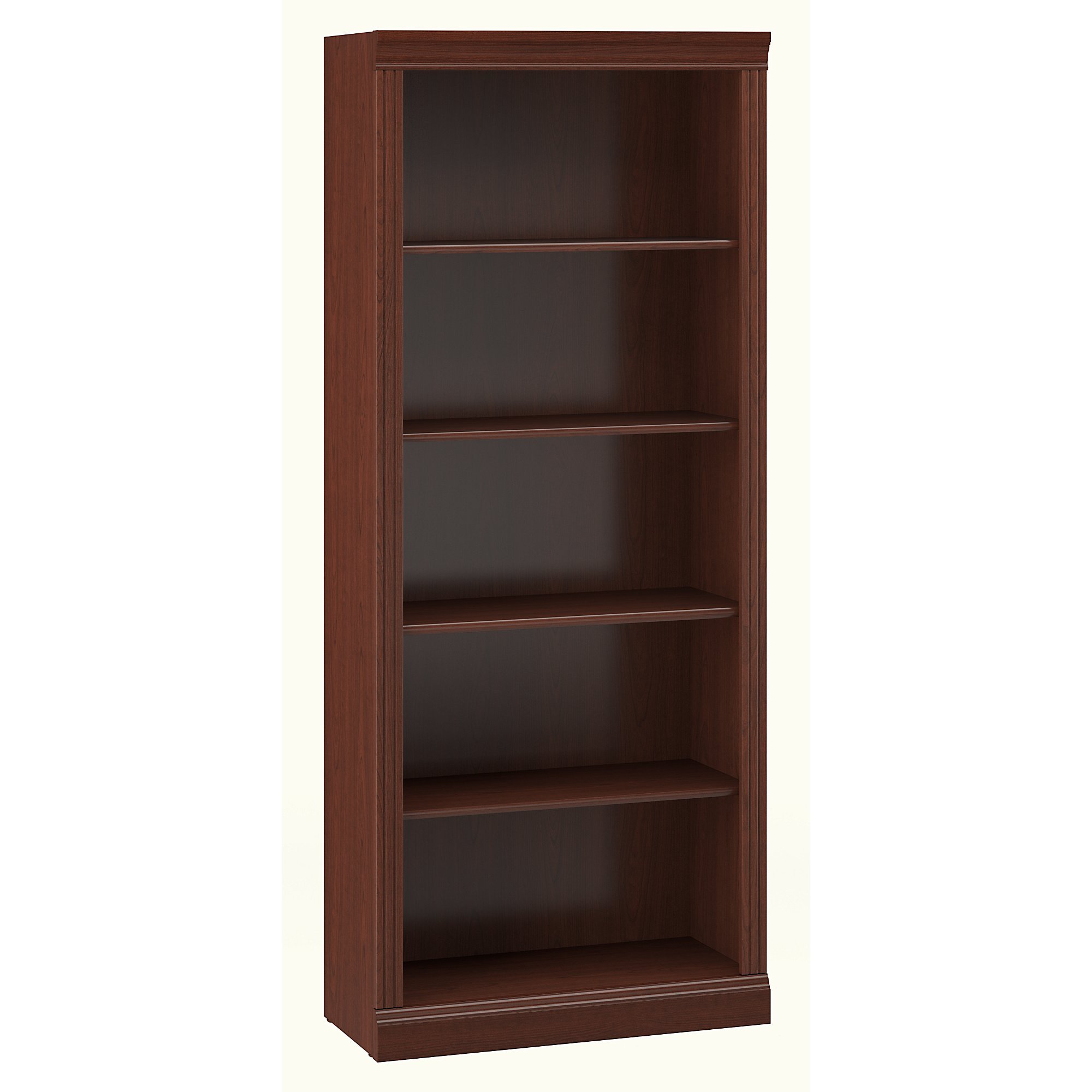 Bush Furniture Saratoga 5-Shelf Bookcase in Harvest Cherry - Stylish Wooden Bookshelf for Home Office, Living Room & Library Storage