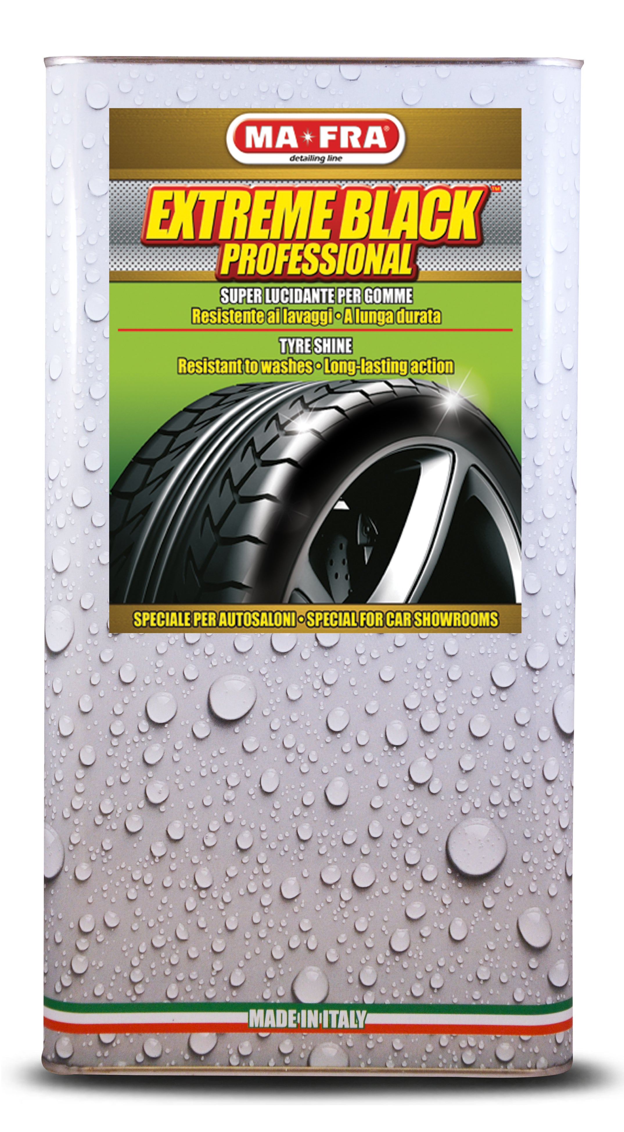 MAFRA Extreme Black 4.5L Tire Shine Spray - Super Polish for Car Tires & Wheels - Long-Lasting Shine & Protection - Perfect for Car Detailing, Show Cars & Daily Vehicle Maintenance