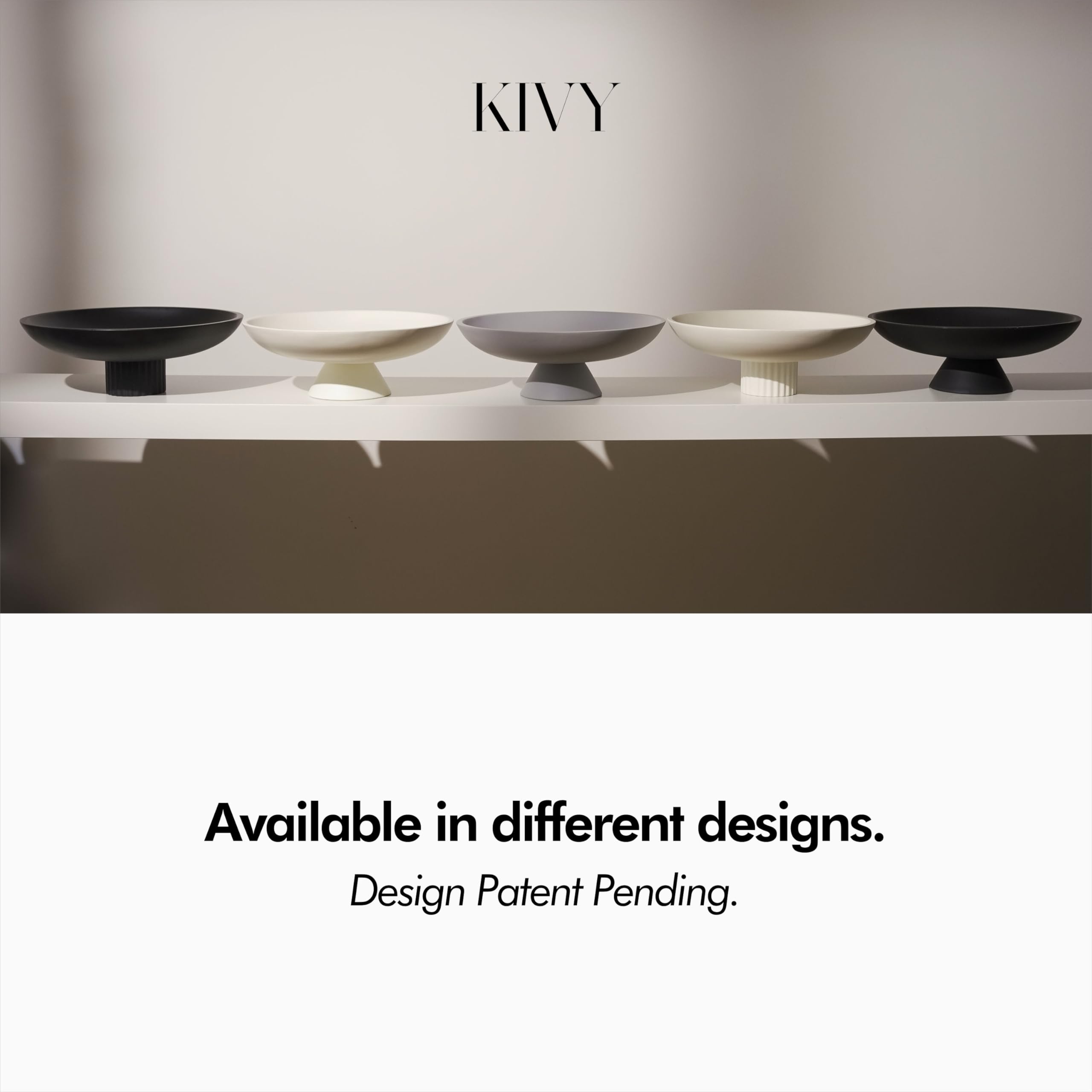 KIVY Large White Concrete Fruit Bowl – Modern Pedestal Decorative Bowl for Kitchen Counter, Entryway Table & Home Decor | Perfect for Displaying Fruits, Keys & Decorative Items