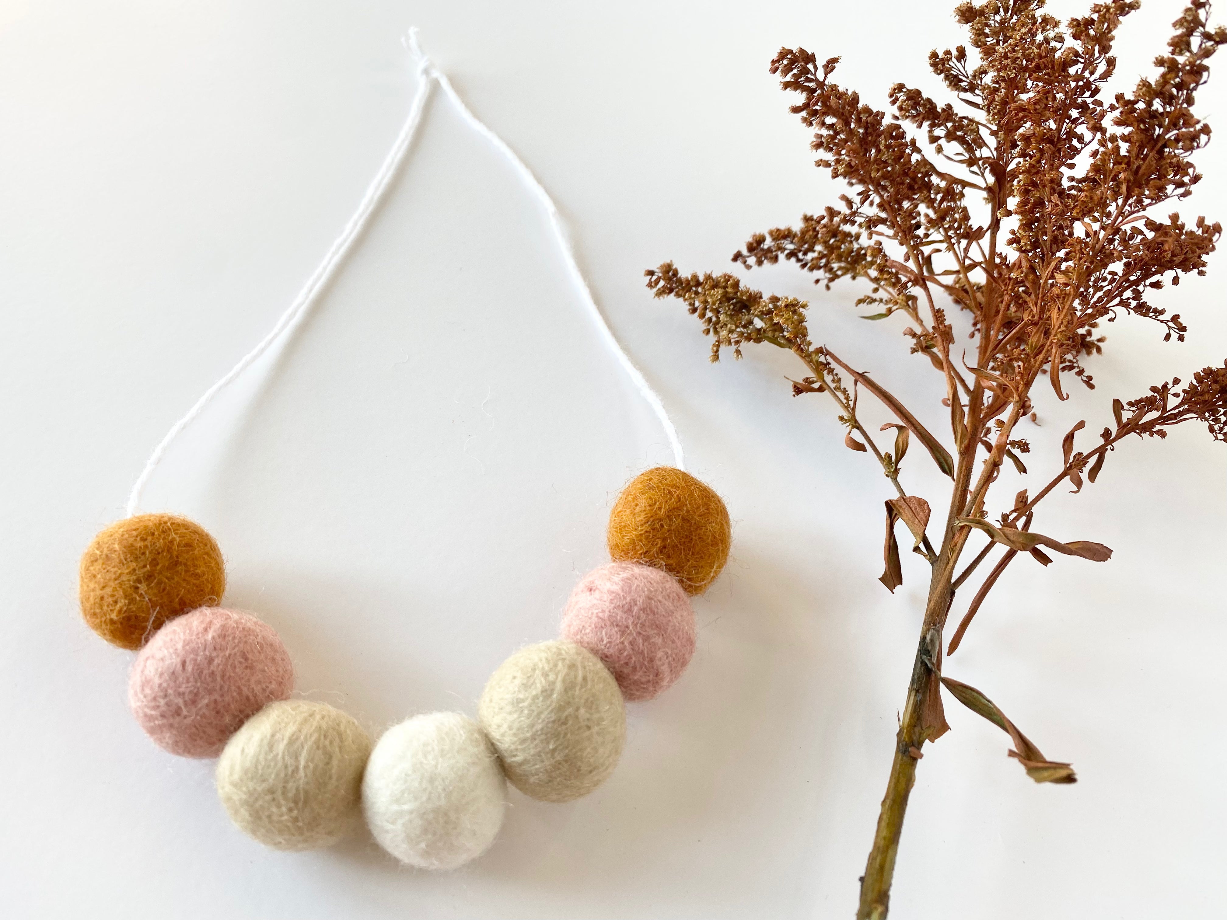 Stylish Girly Neutrals Felt Ball Necklace for Women - Boho Chic Accessory for Casual Outfits, Parties & Everyday Wear