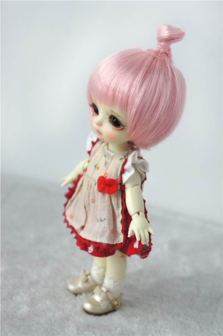 5-6inch BJD Doll Wigs - Yellow Mohair for 1/8 Lati Dolls (Pink) - Perfect for Doll Makeovers