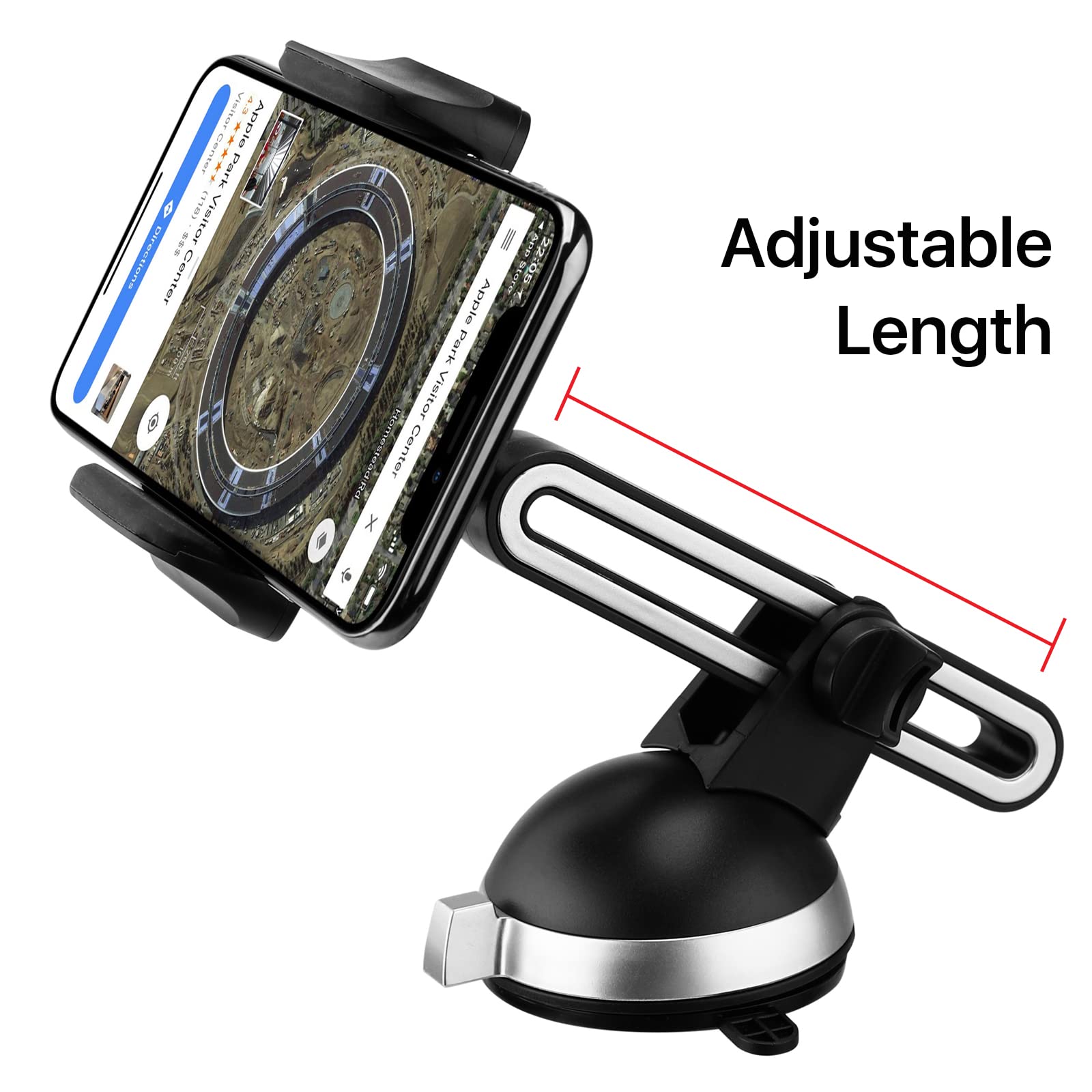 LAX Gadgets Universal Car Phone Mount - Hands-Free Windshield & Dashboard Cell Phone Holder for Safe Driving | Compatible with iPhone, Samsung, Google Pixel | Perfect for GPS Navigation & Road Trips