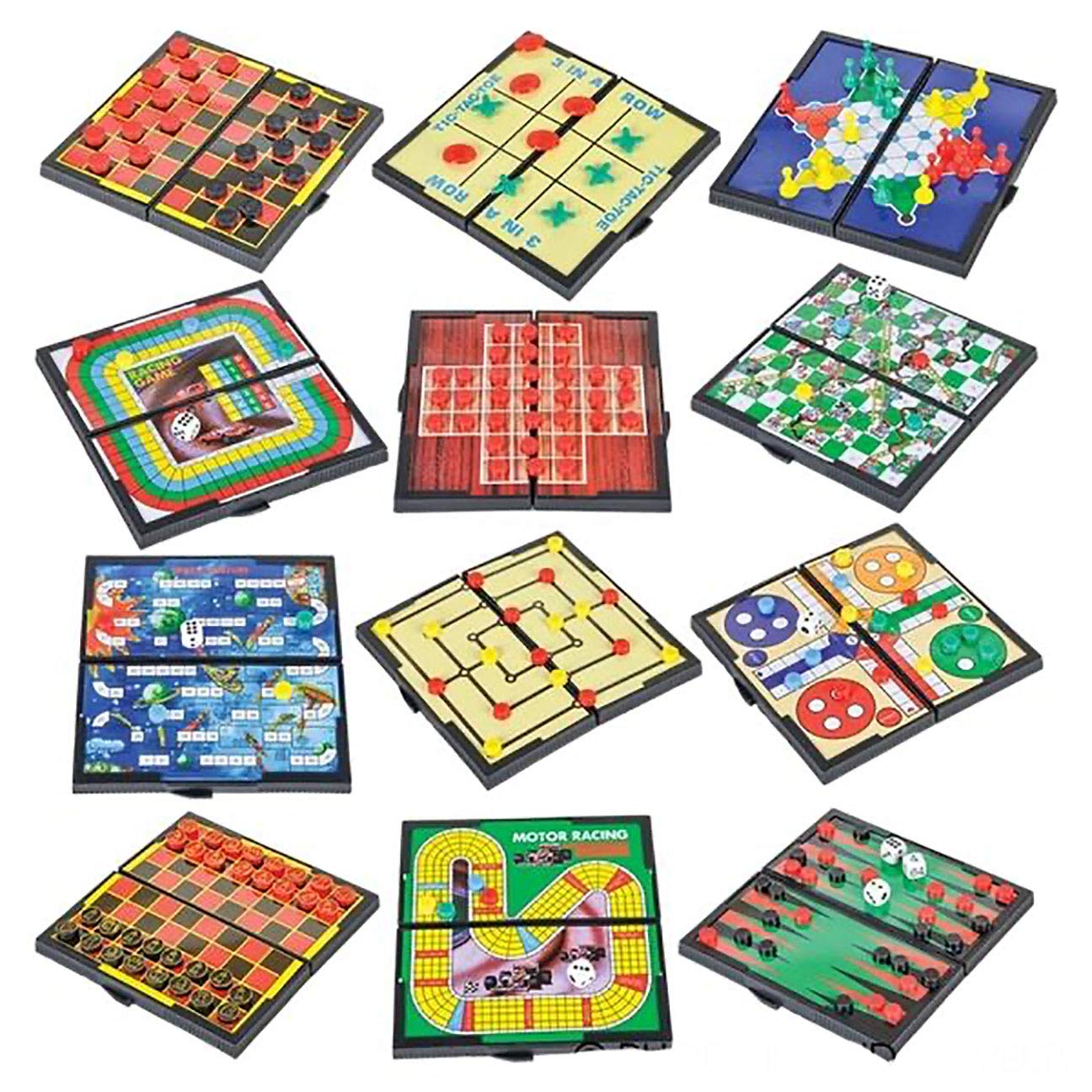 Curious Minds Busy Bags - Set of 12 Mini Magnetic Travel Games for Kids | Tiny Classic Board Games | Perfect for Car, Airplane & Road Trips | Educational Travel Toys for Children Ages 4-8