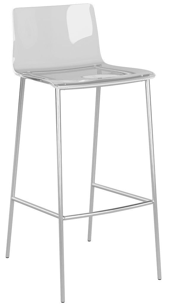 Eurostyle Modern Clear Acrylic Bar Stools with Brushed Nickel Legs - Set of 2 - Perfect for Kitchen Islands, Breakfast Bars & Contemporary Home Decor