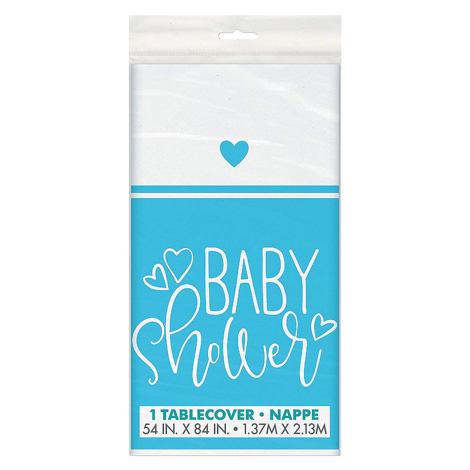 Blue Heart Baby Tablecover for Baby Showers & Birthday Parties - Fun Express Licensed Party Tableware - 1-Piece Waterproof Table Cover for Nursery Decor & Special Events