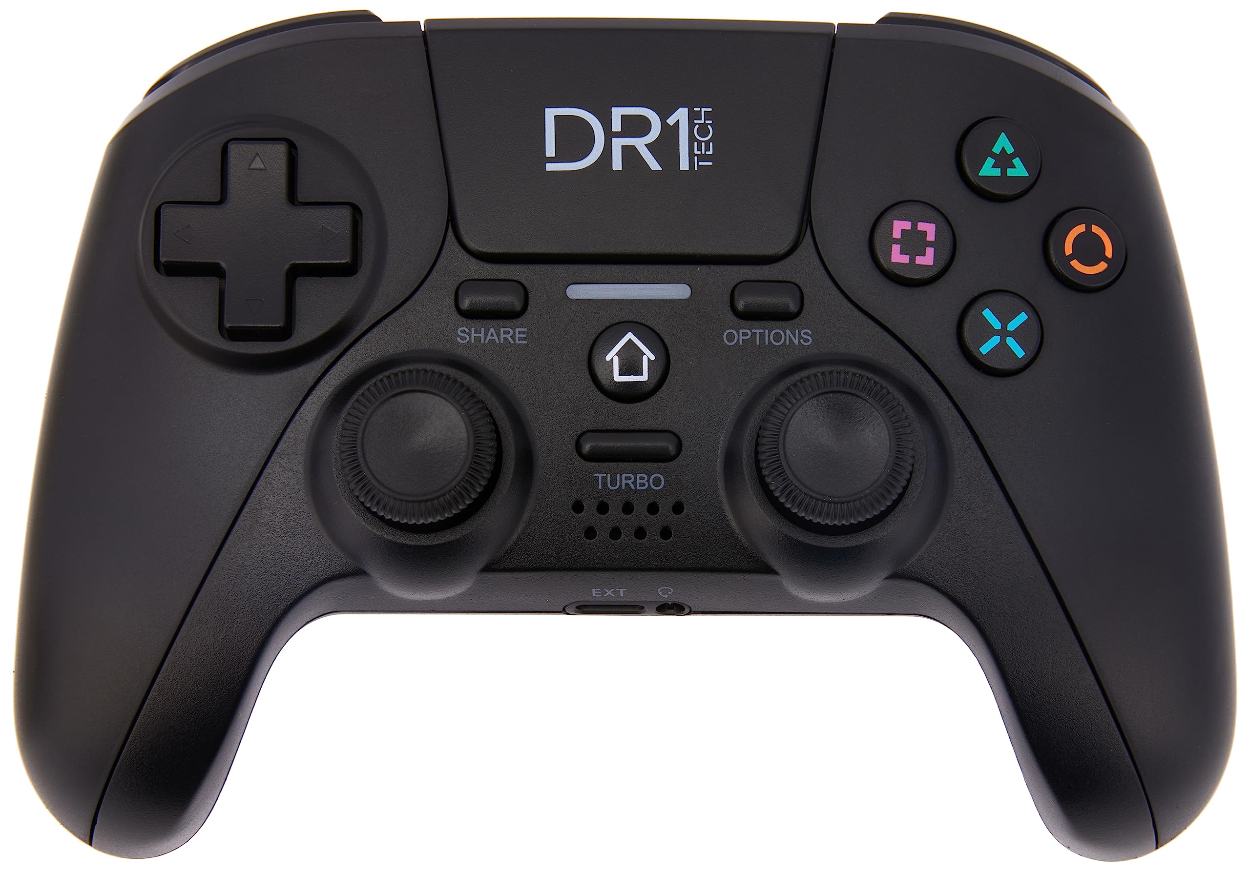 DR1TECH Wireless Shock Pad Gaming Controller for PS4, PS3, PS5, PC & iOS - Next-Gen Design with Touch Pad & Dual Vibration (Black) [Amazon Exclusive] - Perfect for Competitive Gaming, Streaming & Long Play Sessions