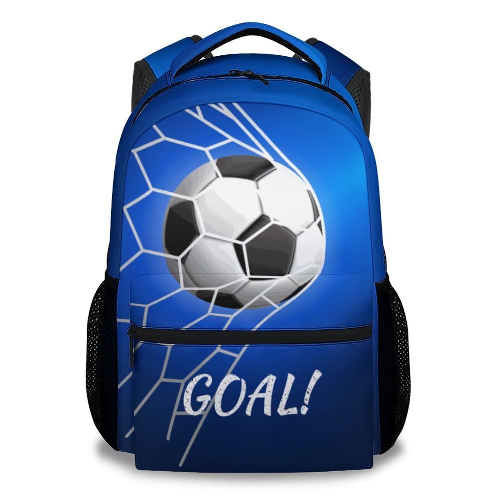 17 Inch Soccer Themed Backpack for Boys & Girls - Durable School Bookbag for Elementary & Middle School Students - Perfect for Sports, Travel & Daily Use