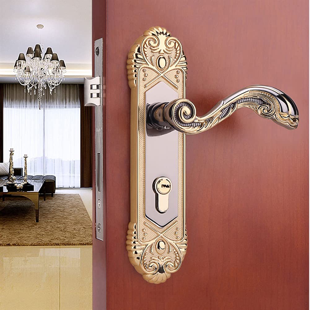 Silent Bearing Door Knob Lever - Gold Handle for Indoor & Hallway - Left/Right Handed - Perfect for Homes & Offices