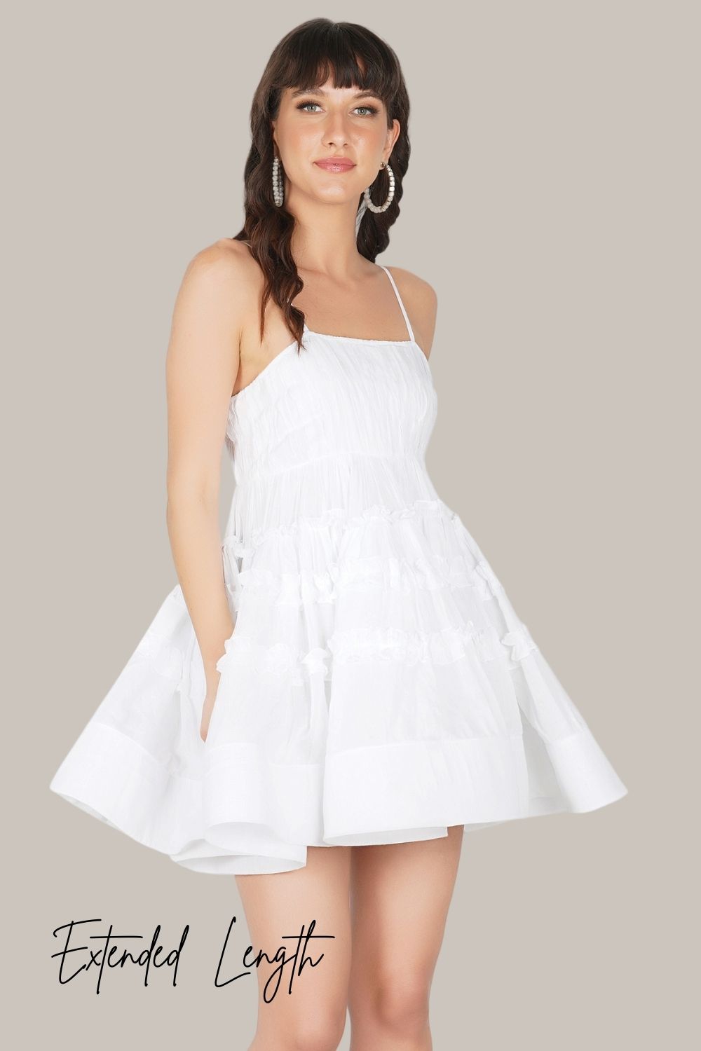 Bethan Cotton Mini Dress in White | Women's Casual Summer Dress for Beach, Party & Everyday Wear