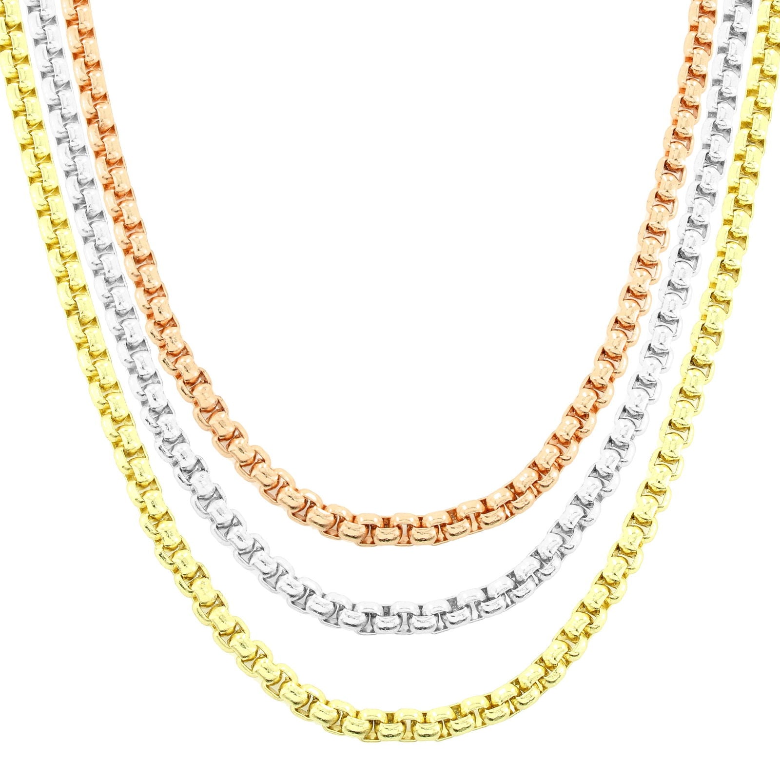 Men's 4mm Stainless Steel Box Chain Necklace - 30 Inch Trendy Fashion Jewelry for Casual & Formal Wear