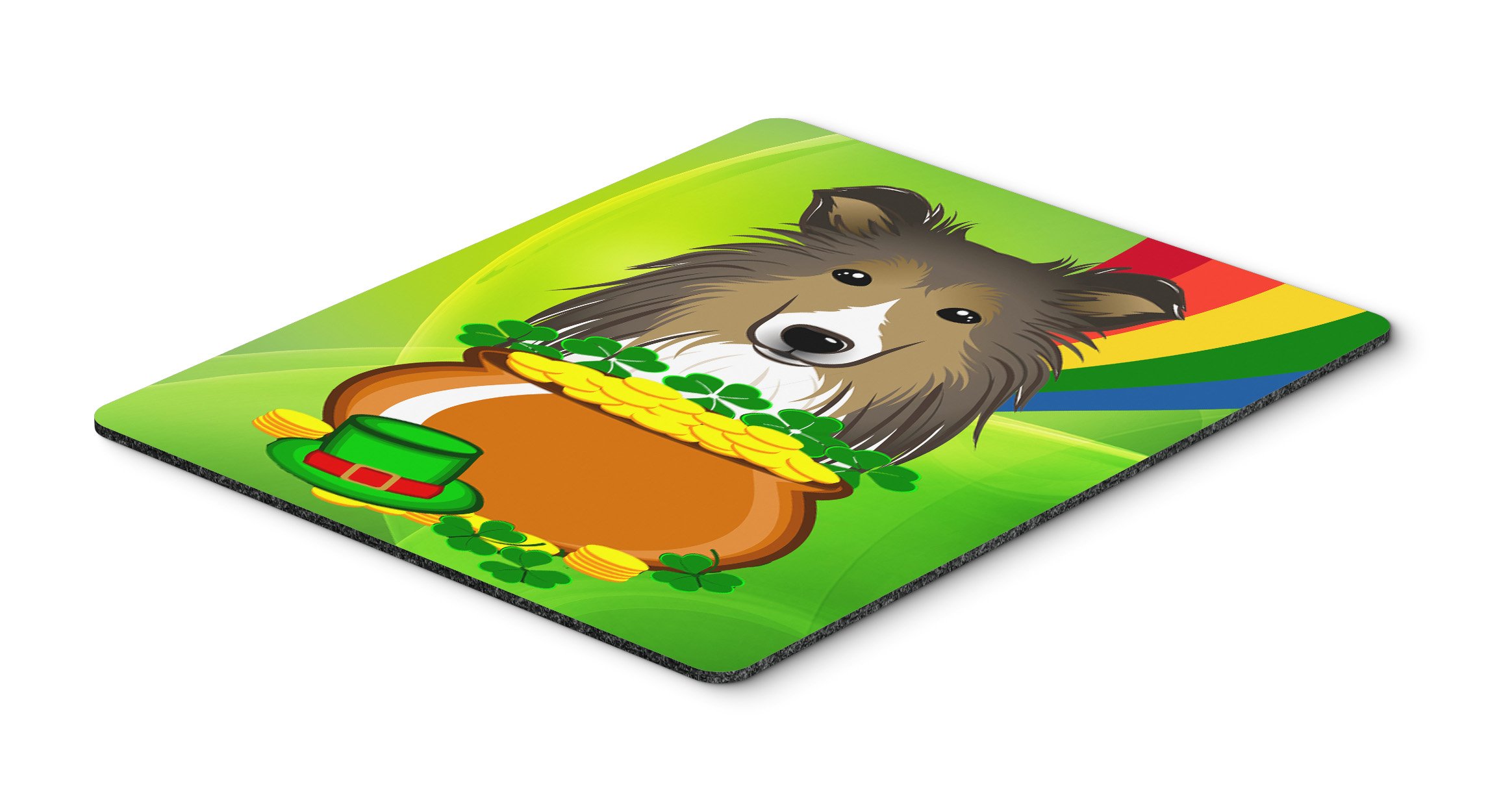 Caroline's Treasures BB1986MP Sheltie St. Patrick's Day Mouse Pad - Large Washable Non-Slip Desk Mat for Home Office, Gaming & Computer Work - Perfect for Laptop Users & Decor