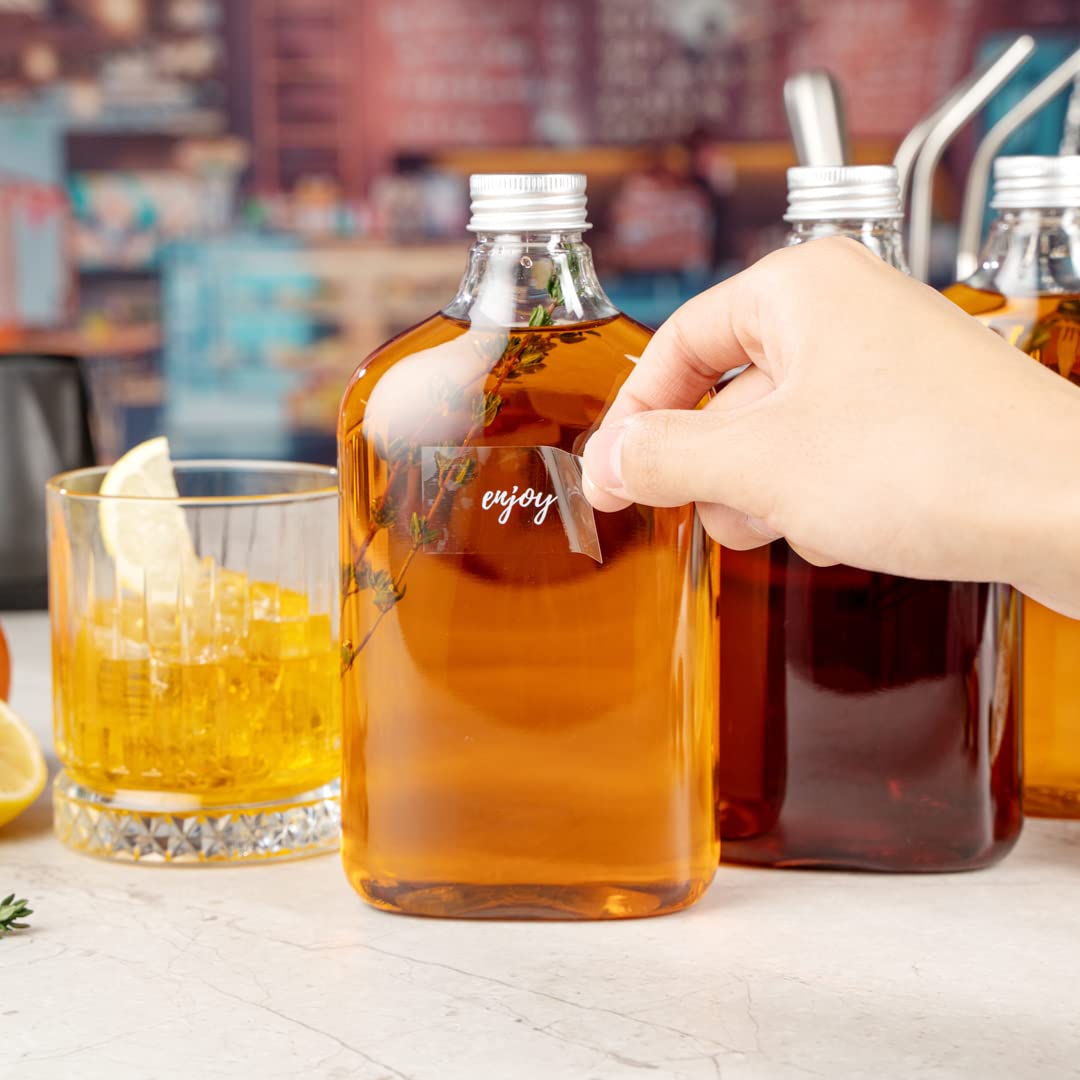 Restaurantware Bottle Tek 16.9oz Empty Plastic Liquor Bottles (100-Pack) - Clear Disposable Flask with Aluminum Lids for Juice, Ginger, Sauces & Party Favors | Perfect for Bars, Catering, Restaurants & Home Mixology