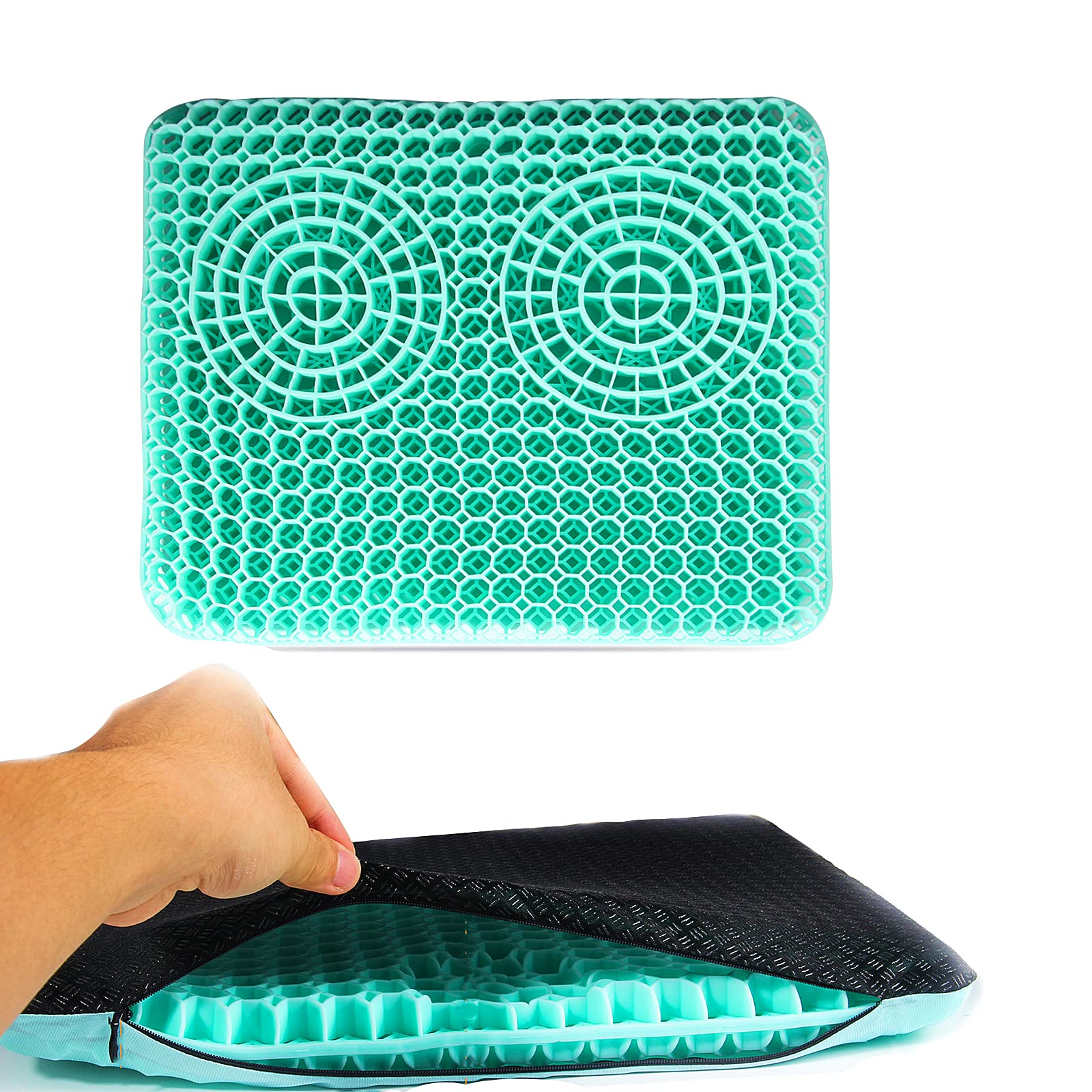 TOCO FREIDO Gel Seat Cushion with Non-Slip Cover - Thick Memory Foam Office Chair Pad for Back Pain Relief - Breathable Design for Car, Office, Wheelchair & Truck - Sciatica & Coccyx Support - Perfect for Long Sitting, Driving & Post-Surgery Recovery