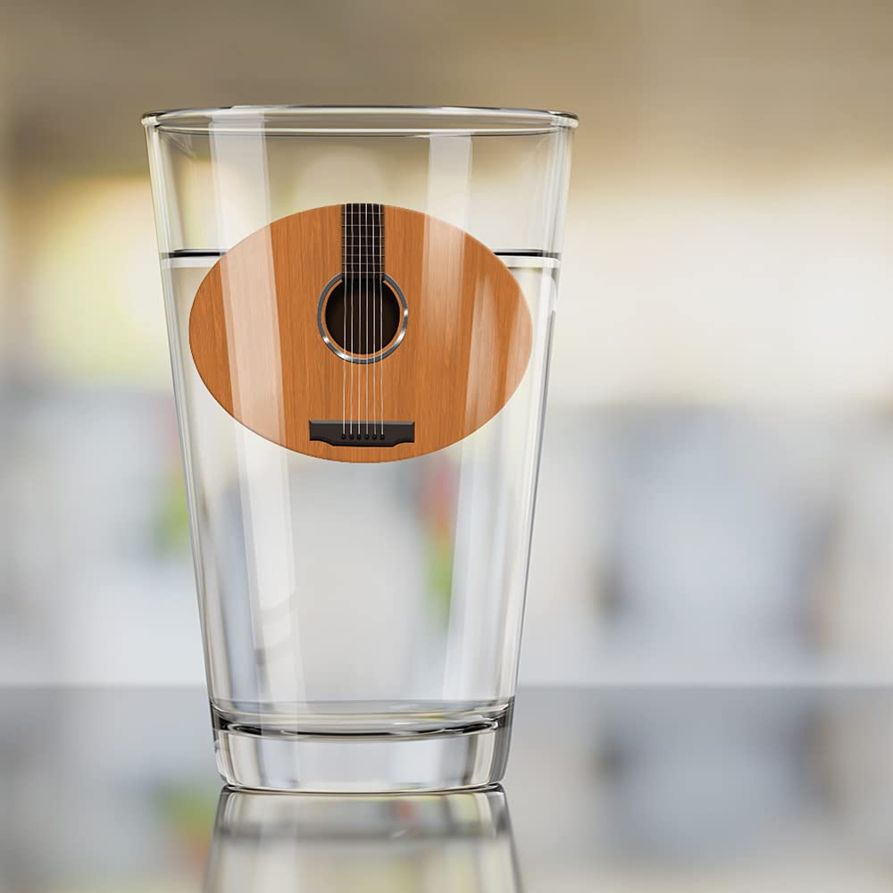 LOGOVISION 16 oz Acoustic Guitar Strings Pint Glass - Tempered Glass with Printed Design - Perfect Gift for Music Fans - Ideal for Cold Beer, Soda, Water - Great for Parties, Concerts & Home Bars