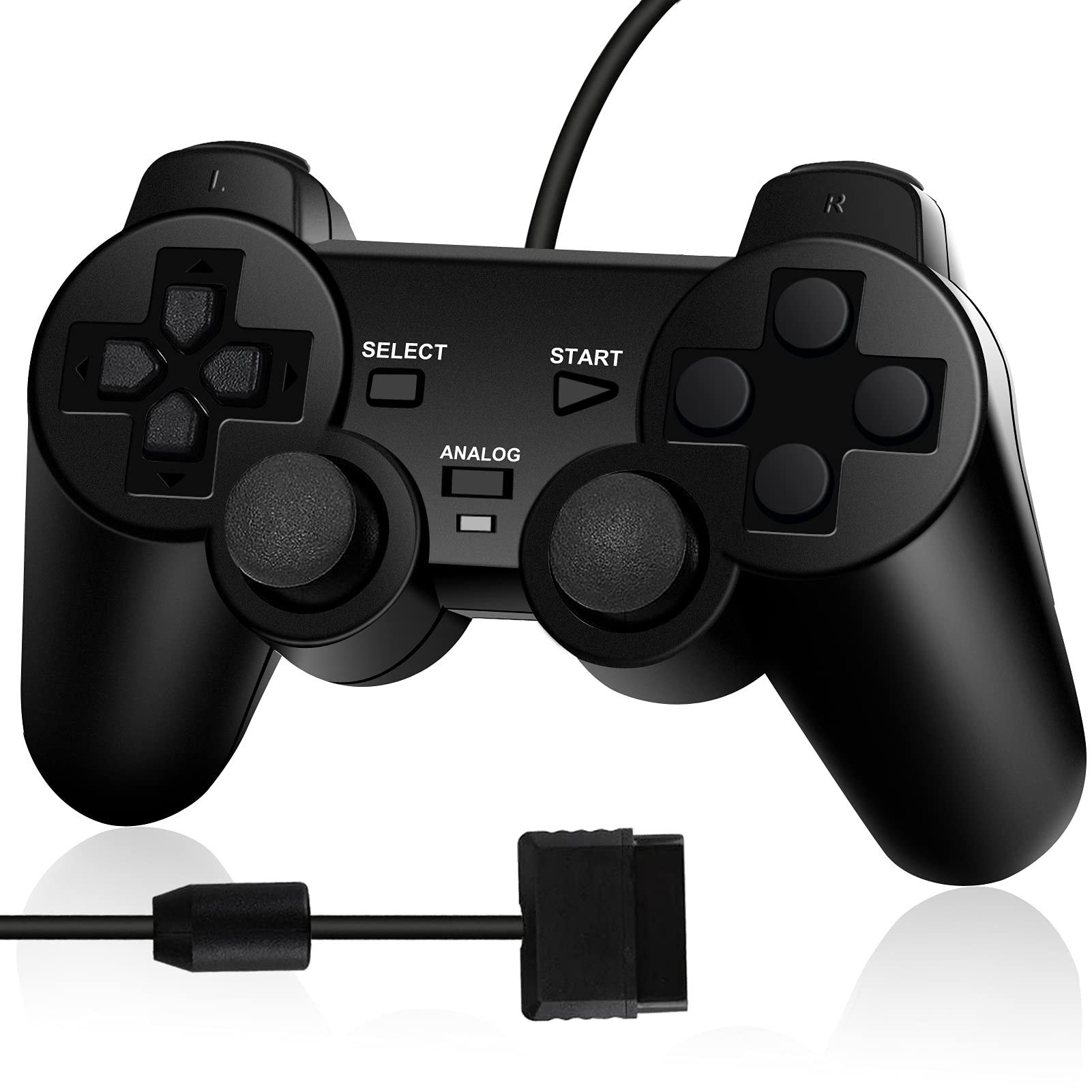 Original PS2 Wired Controller - Replacement for Sony PlayStation 2 Gamepad with Dual Shock Vibration (Black) - Perfect for Retro Gaming, PS2 Console Accessories & Classic Game Enthusiasts