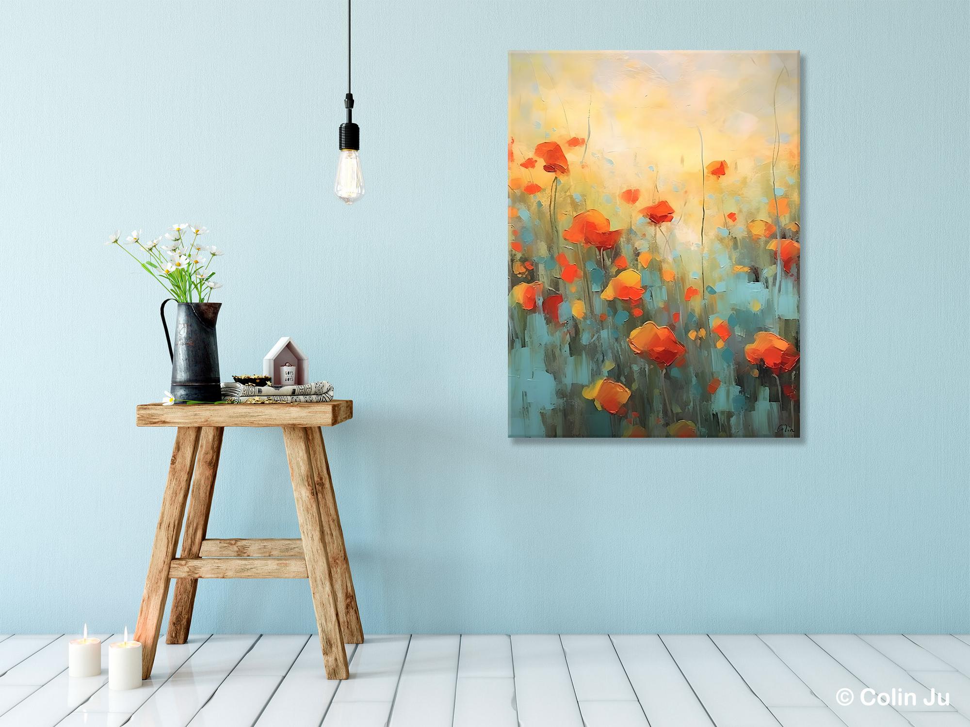 Original Abstract Flower Canvas Painting - Handmade Modern Acrylic Wall Art for Bedroom Decor | Perfect for Living Room, Office & Gift Giving