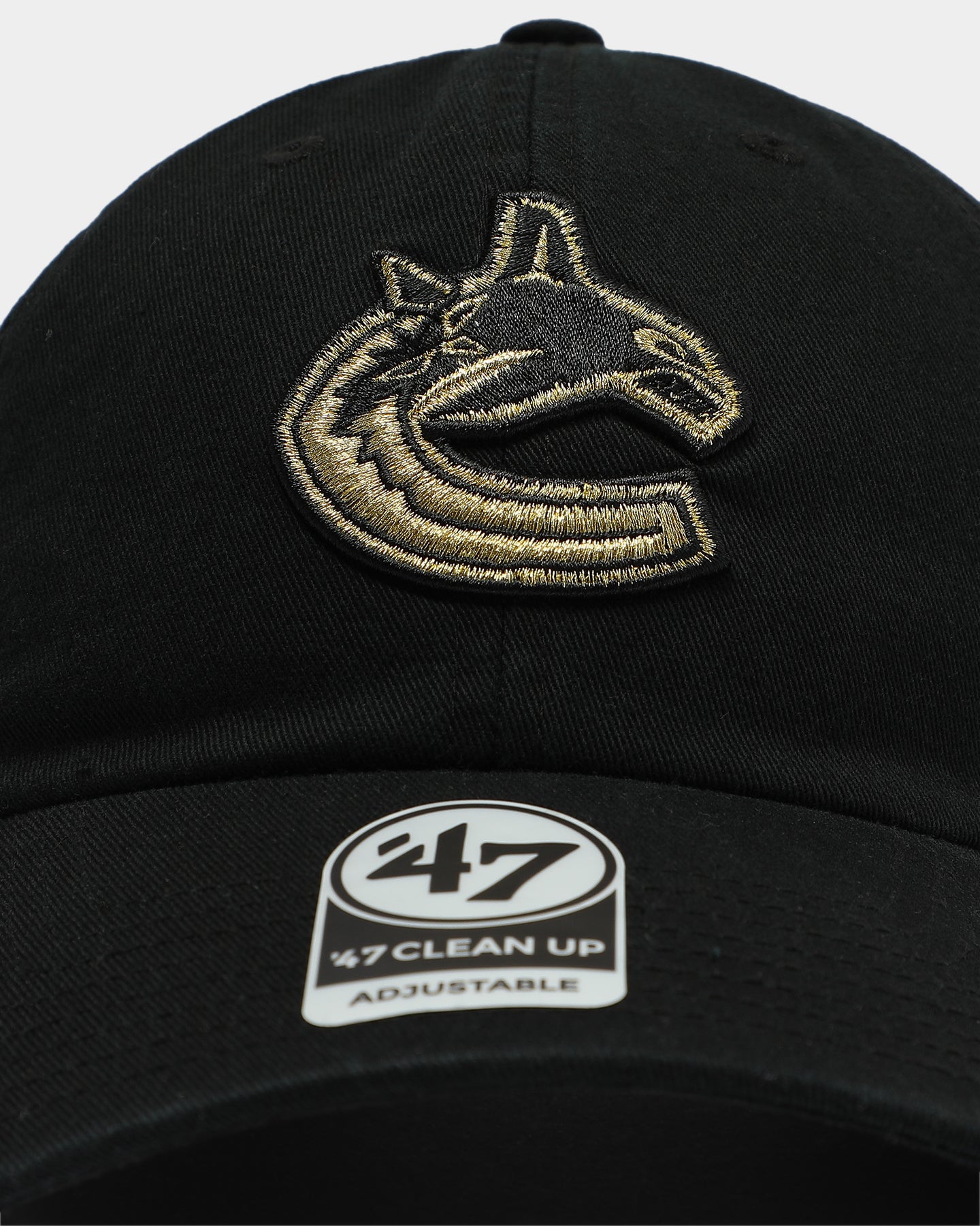 47 Brand Vancouver Canucks Black/Gold Adjustable Strapback Hat - Official NHL Snapback Cap for Men & Women - Perfect for Game Day, Streetwear & Casual Outfits