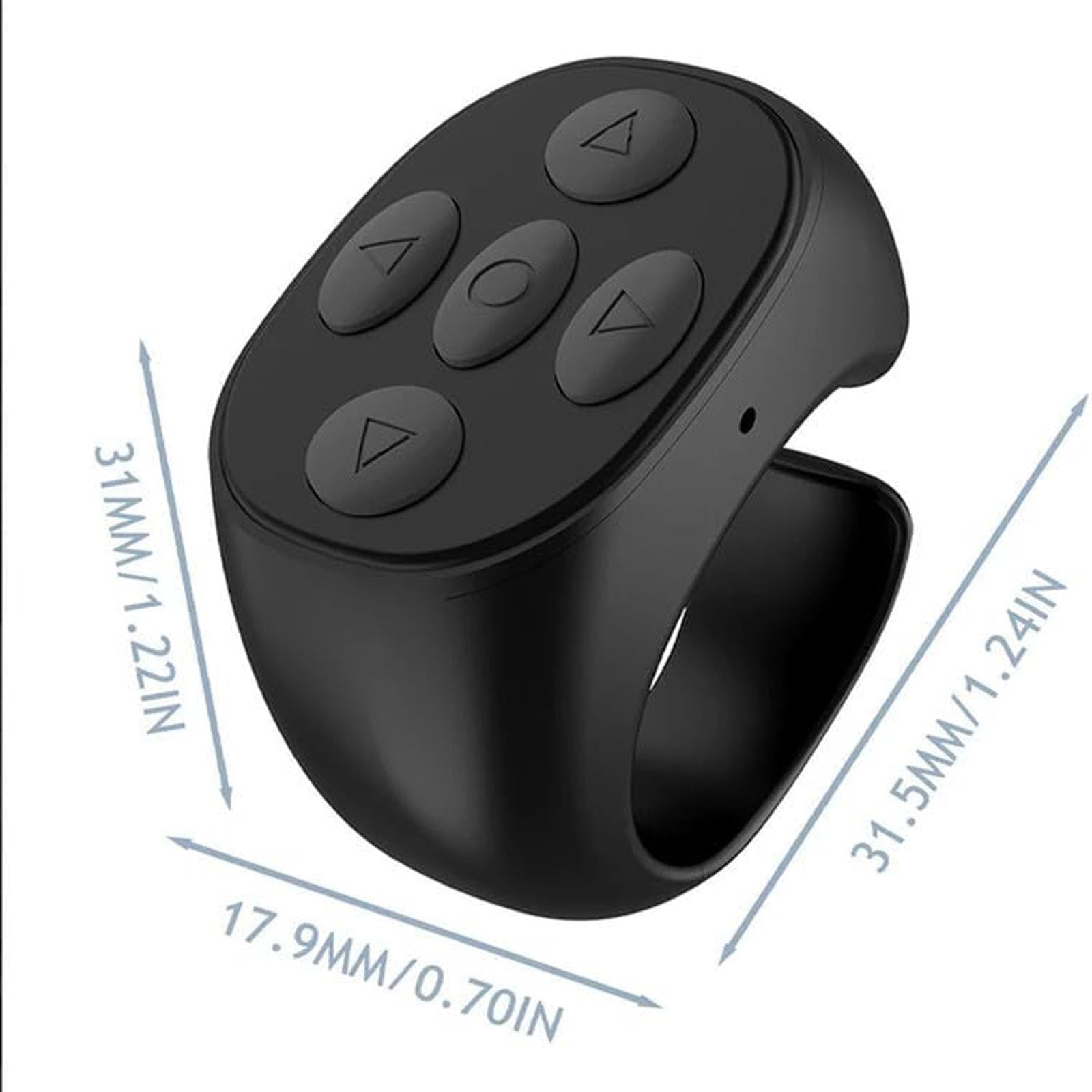 Wireless Bluetooth Page Turner Remote Control for Phone Tablet Camera - Fingertip Presentation Clicker for Teachers, Presenters & Photographers (Black) - Perfect for Online Meetings, Slideshows & Hands-Free Photography